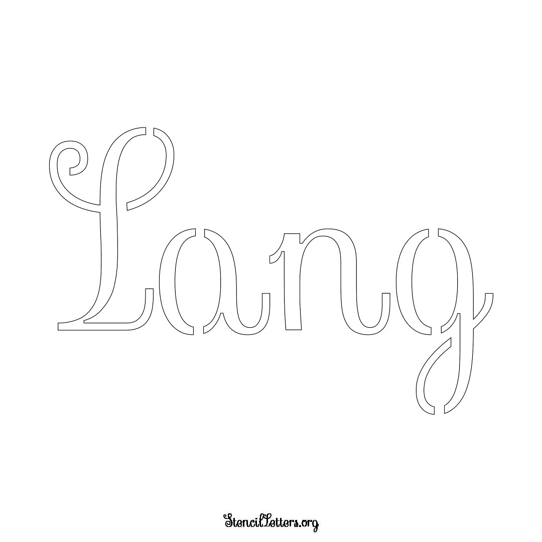 Lang name stencil in Ornamental Cursive Lettering