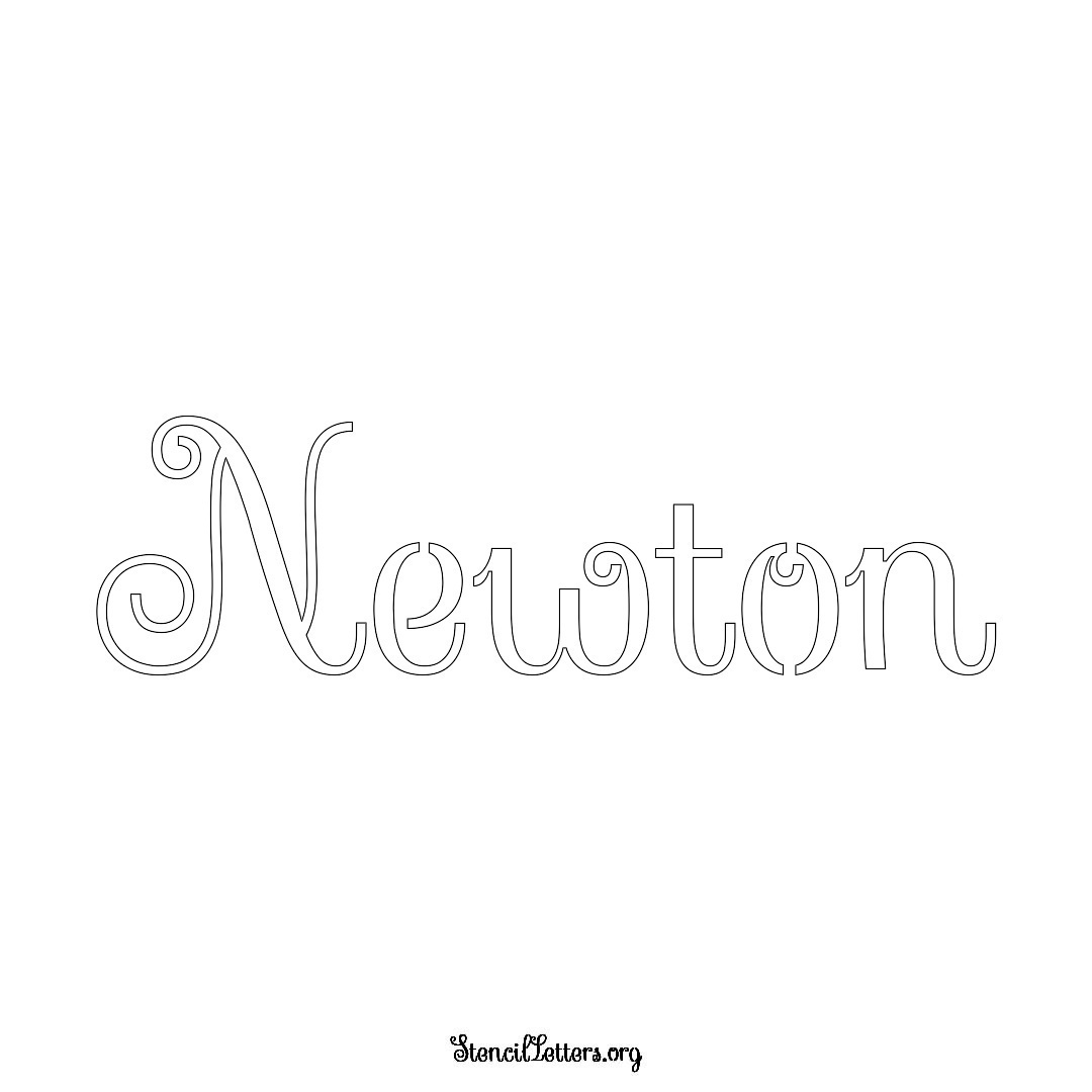 Newton name stencil in Ornamental Cursive Lettering