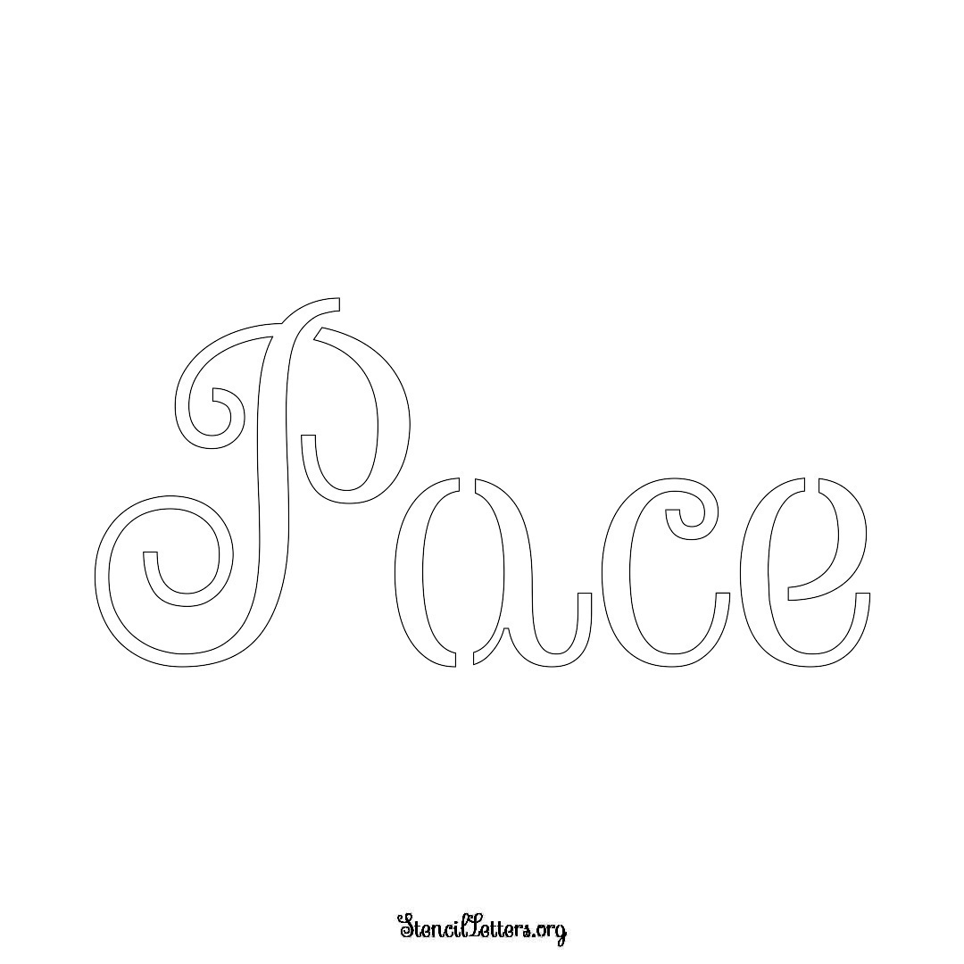 Pace name stencil in Ornamental Cursive Lettering