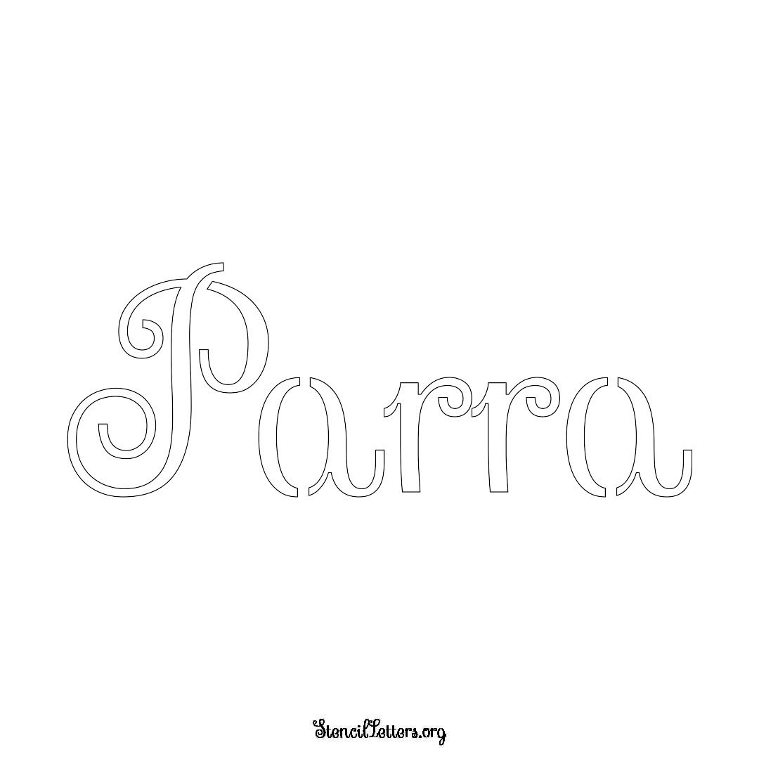 Parra name stencil in Ornamental Cursive Lettering