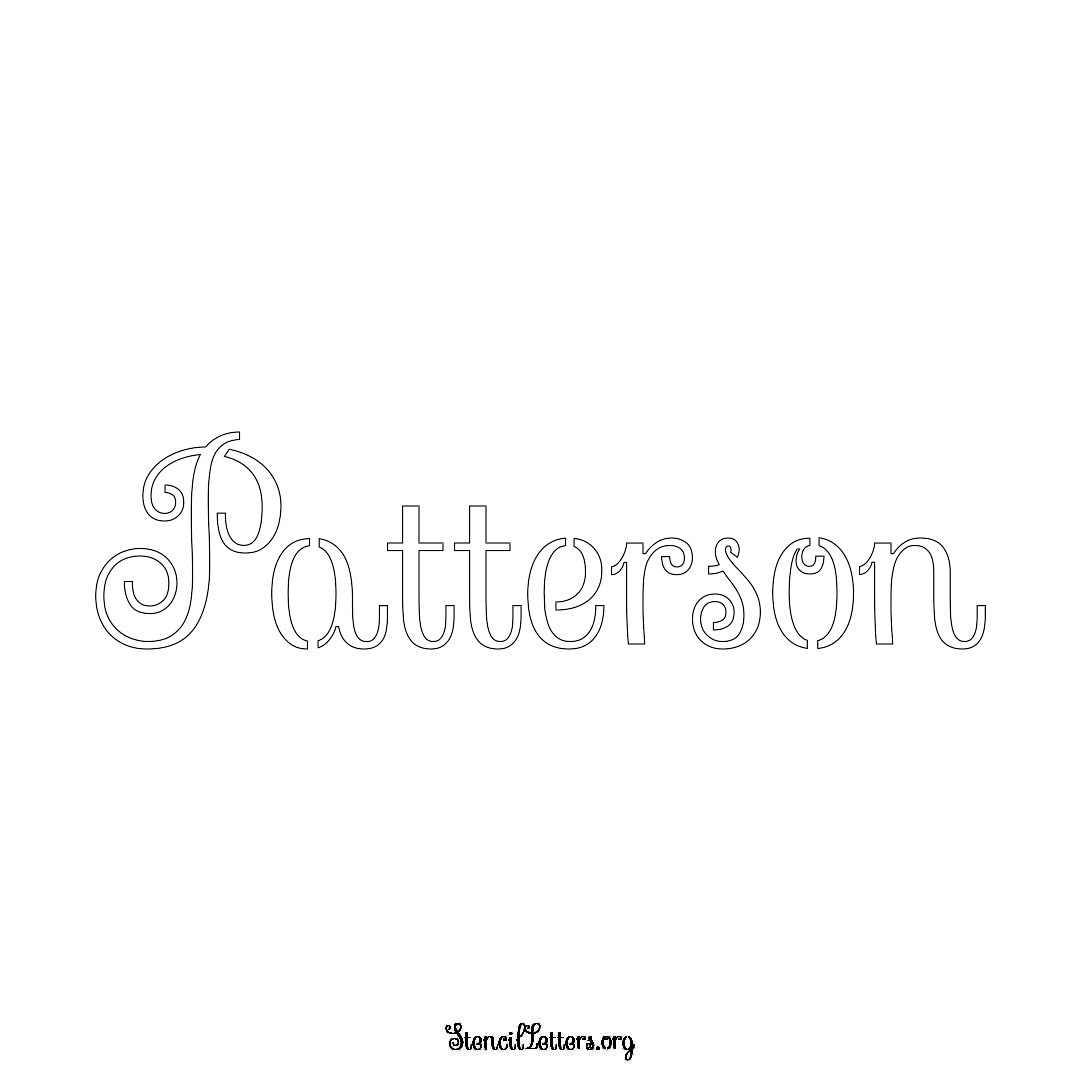 Patterson name stencil in Ornamental Cursive Lettering