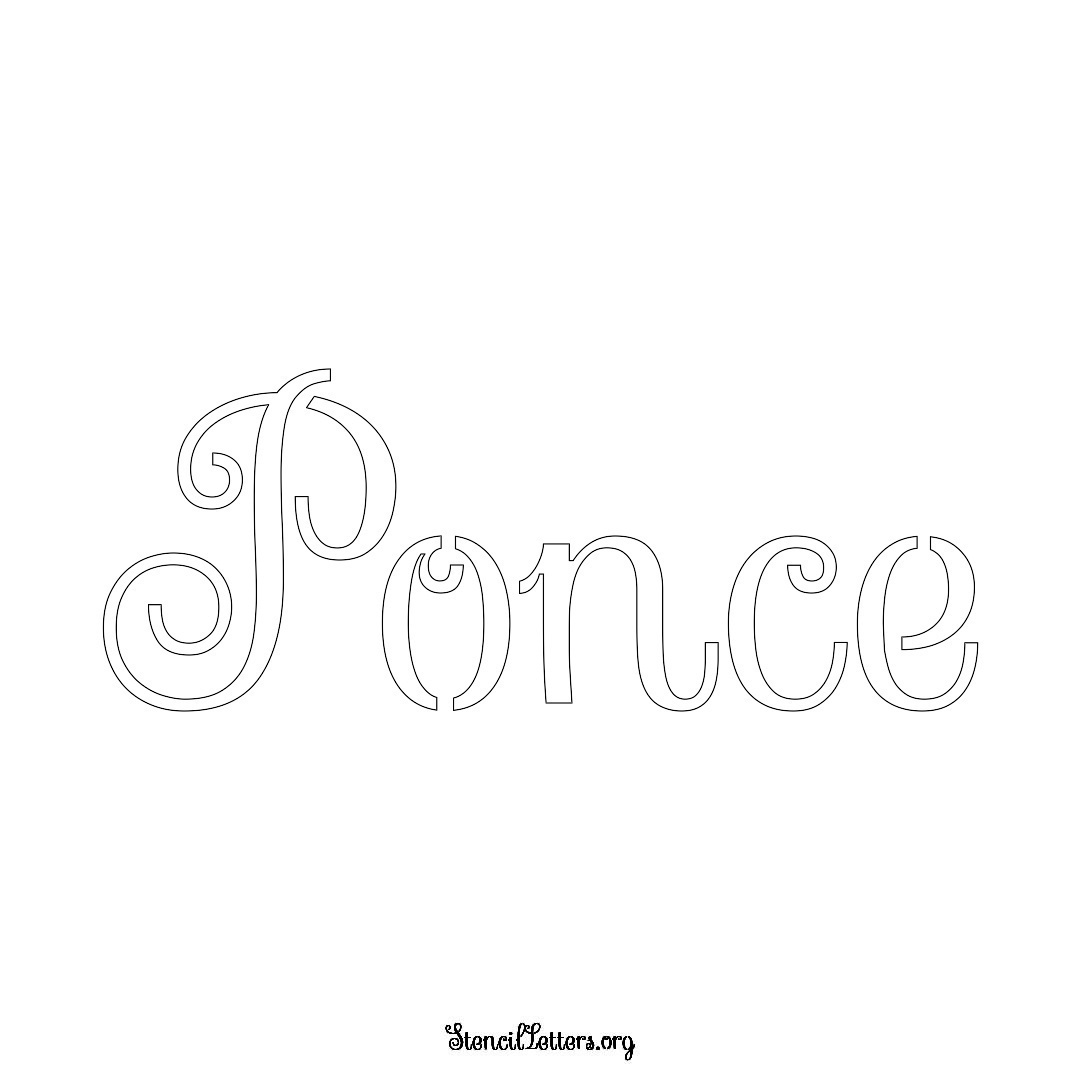 Ponce name stencil in Ornamental Cursive Lettering