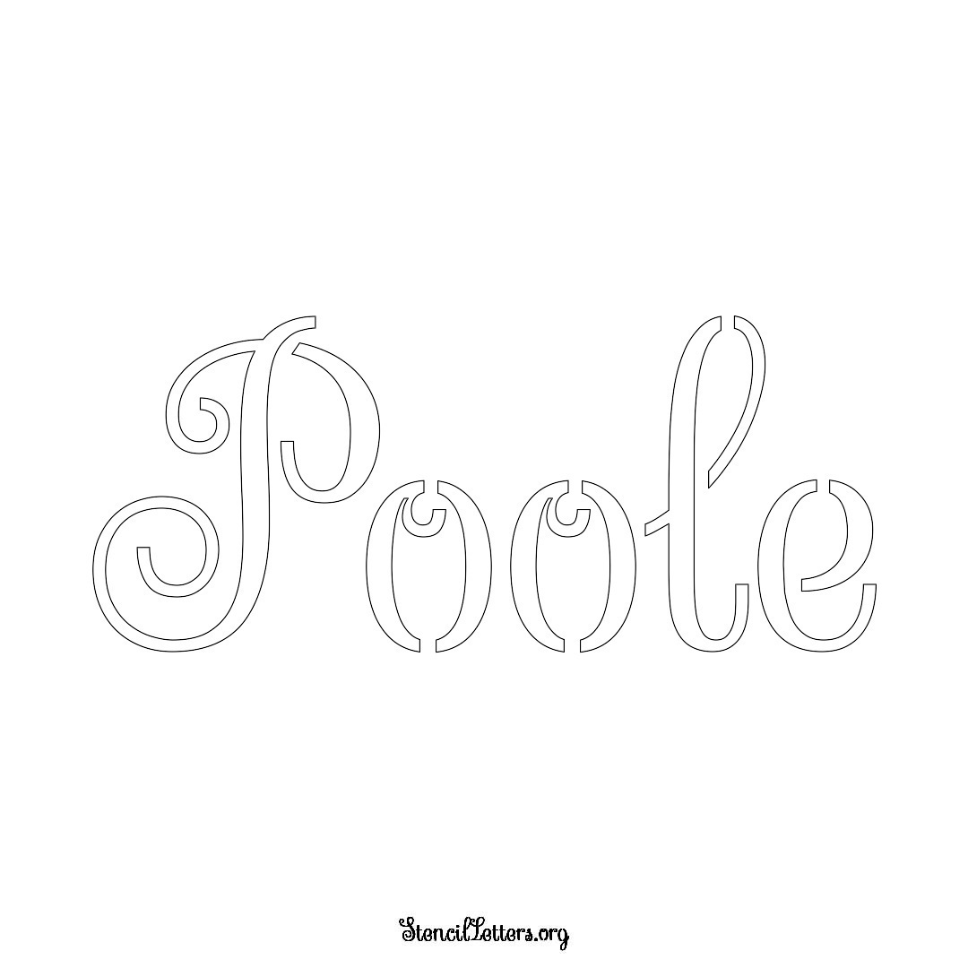 Poole name stencil in Ornamental Cursive Lettering