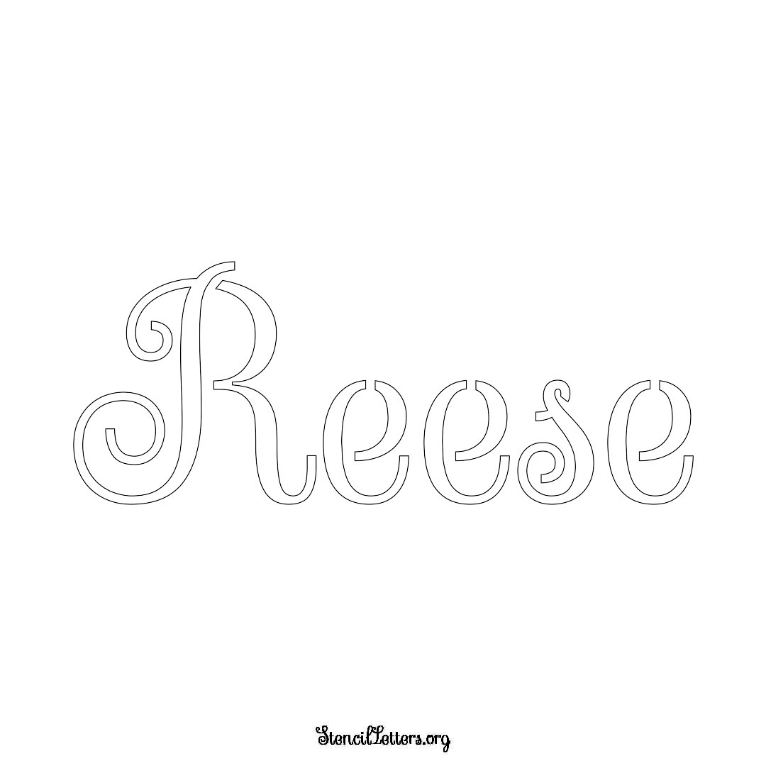 Reese name stencil in Ornamental Cursive Lettering