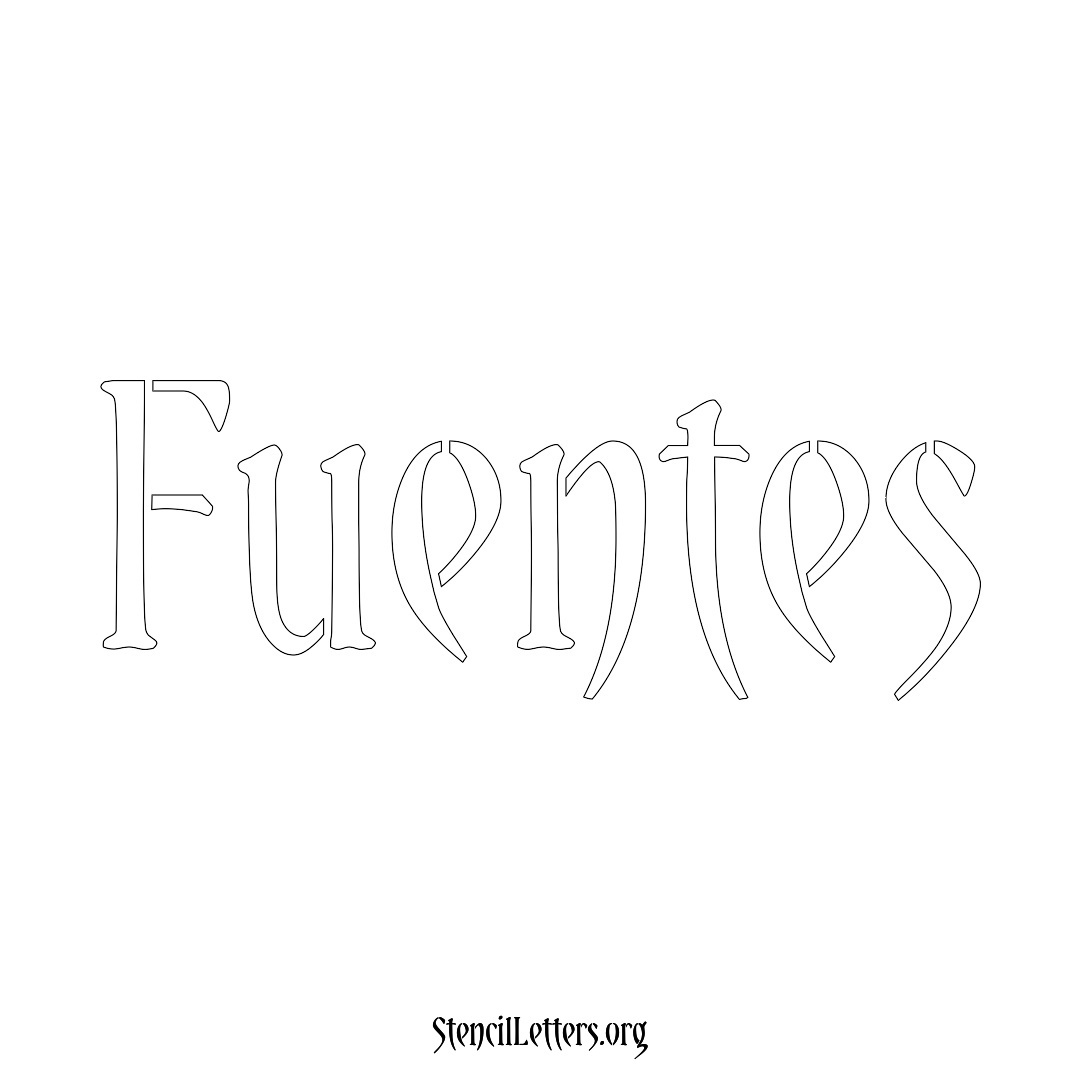 Fuentes name stencil in Vintage Brush Lettering