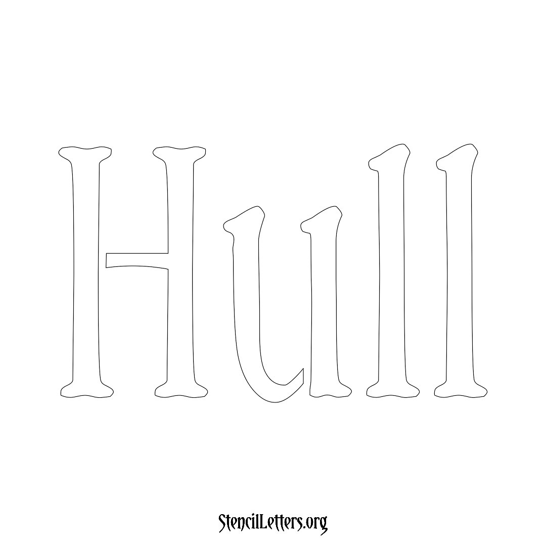 Hull name stencil in Vintage Brush Lettering