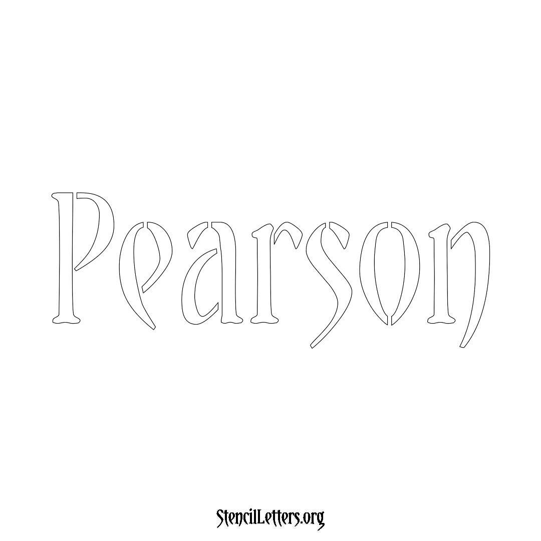 Pearson name stencil in Vintage Brush Lettering
