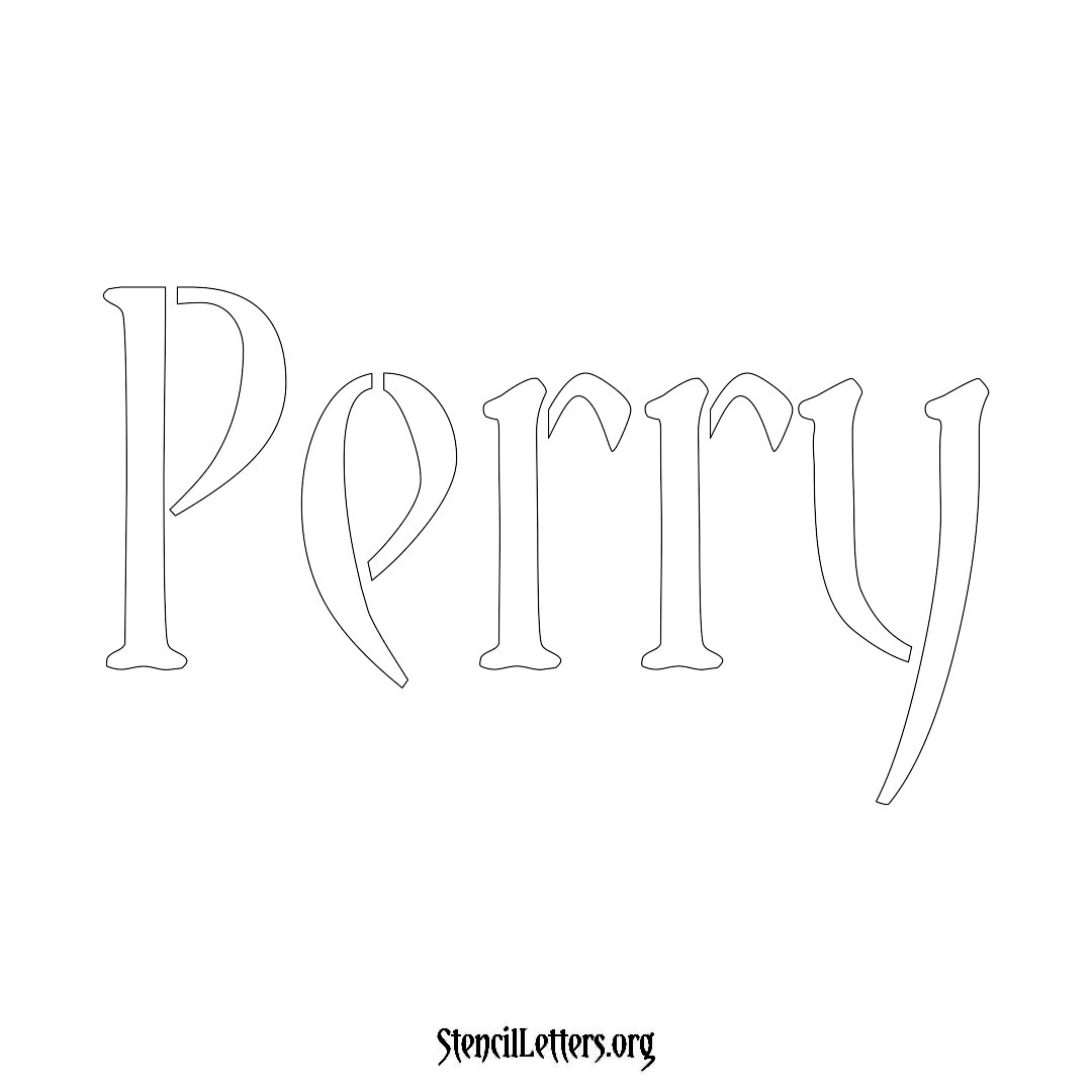 Perry name stencil in Vintage Brush Lettering