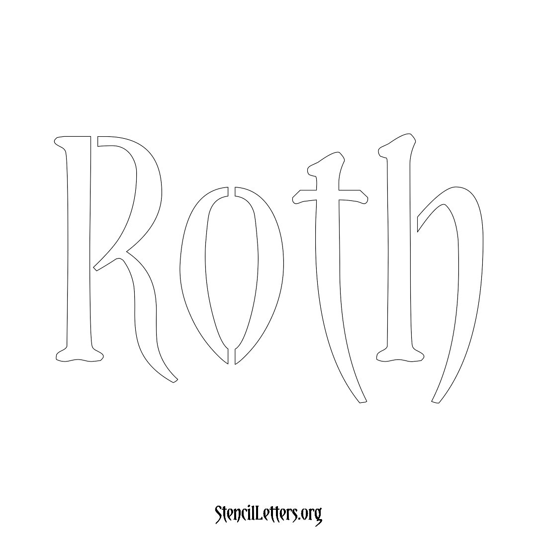 Roth name stencil in Vintage Brush Lettering