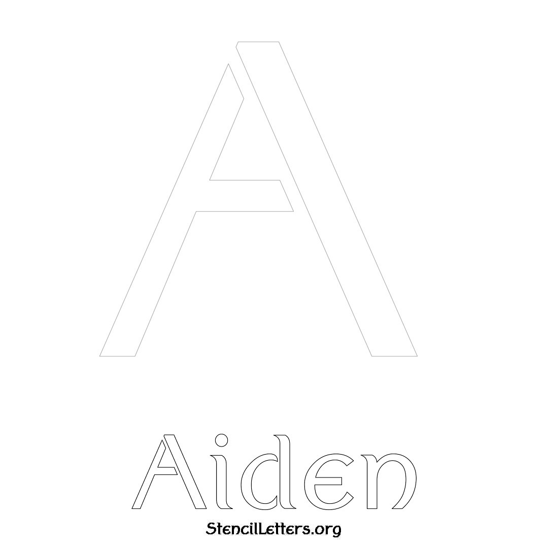 Aiden printable name initial stencil in Ancient Lettering
