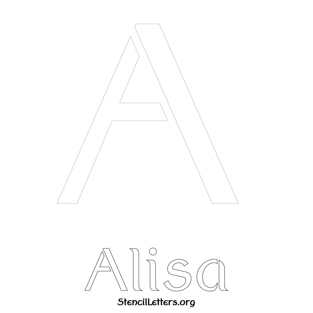 Alisa printable name initial stencil in Ancient Lettering