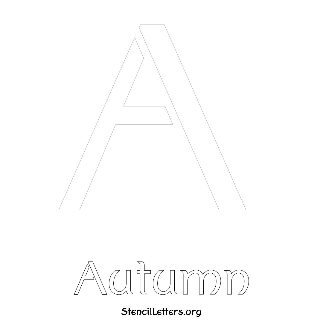 Autumn printable name initial stencil in Ancient Lettering