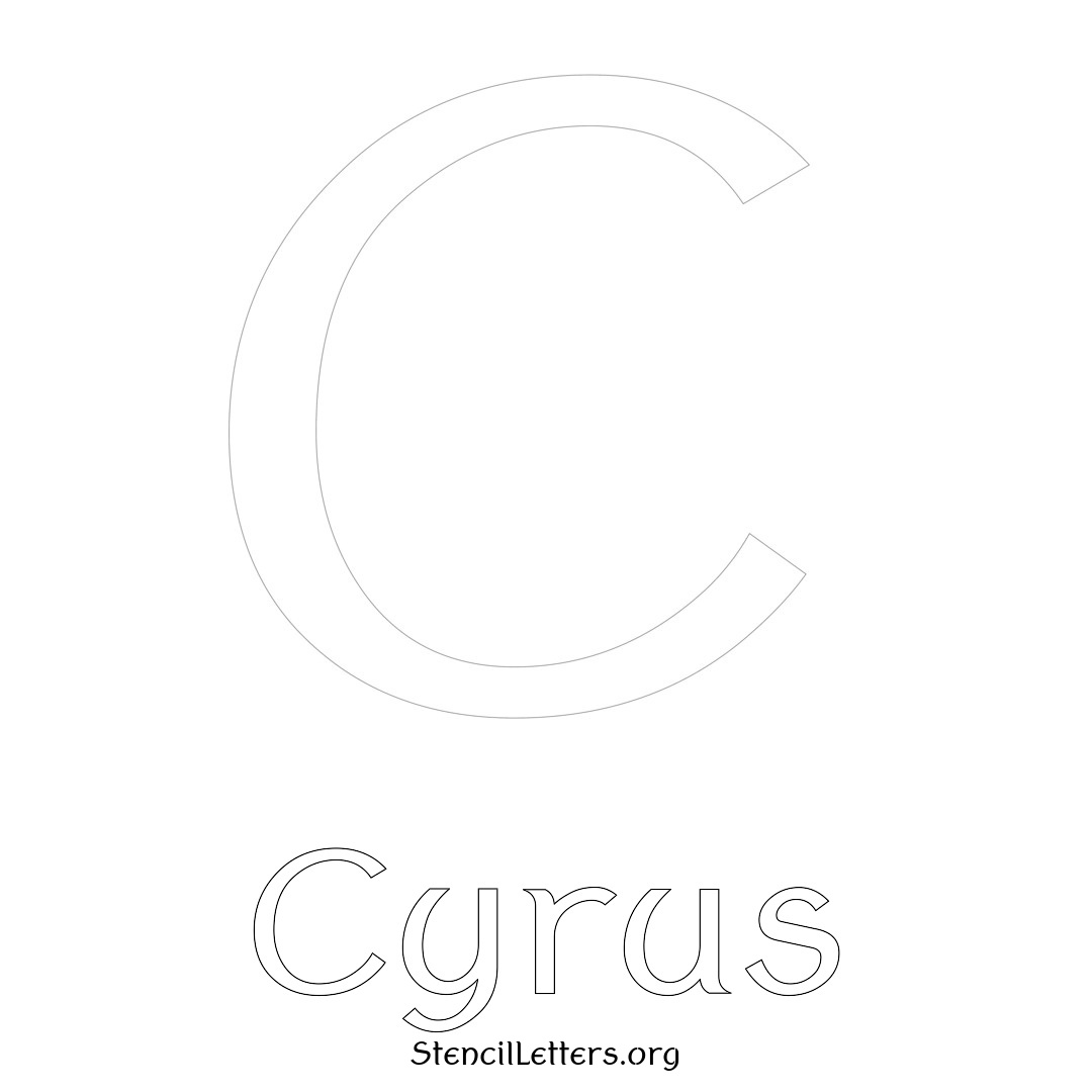 Cyrus printable name initial stencil in Ancient Lettering