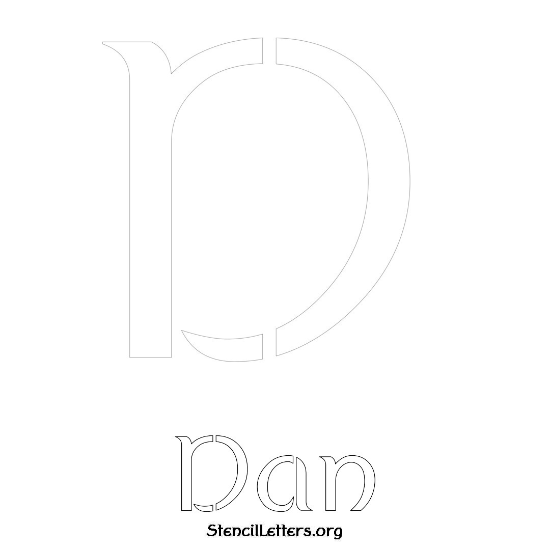 Dan printable name initial stencil in Ancient Lettering