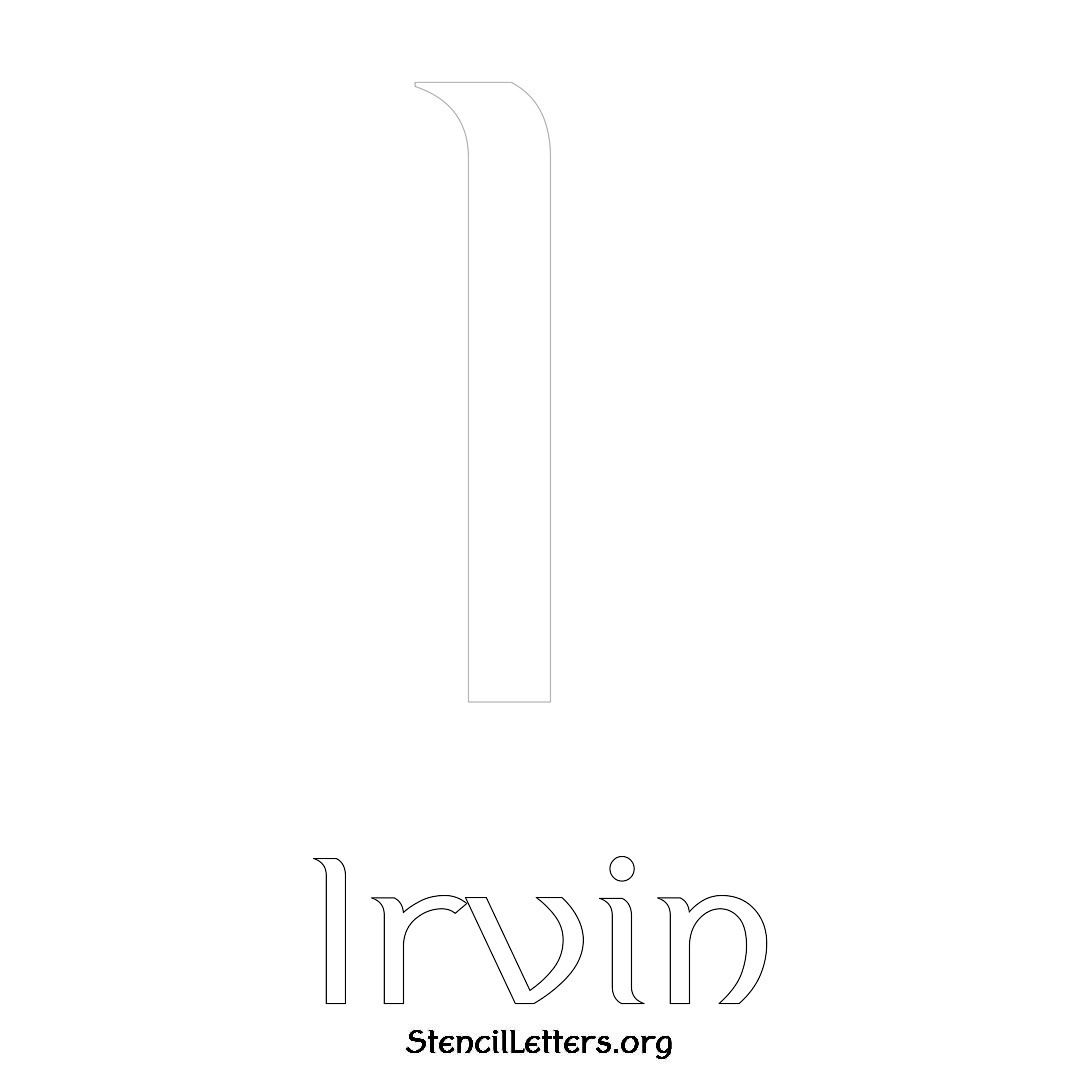 Irvin printable name initial stencil in Ancient Lettering