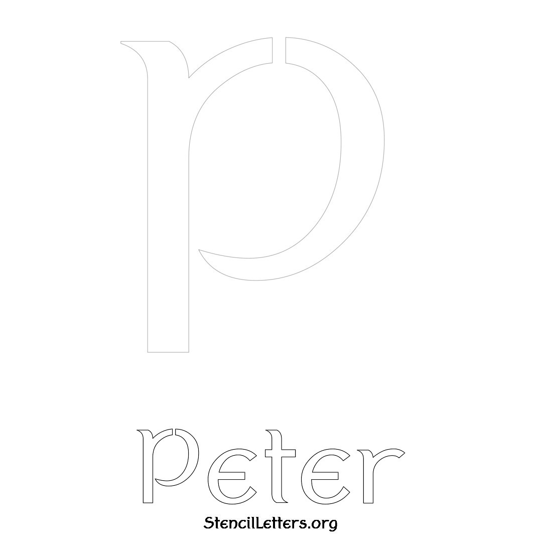 Peter printable name initial stencil in Ancient Lettering
