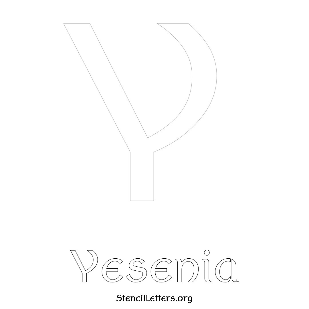 Yesenia printable name initial stencil in Ancient Lettering