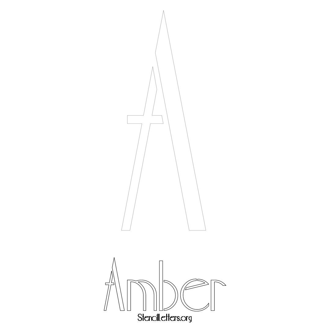 Amber printable name initial stencil in Art Deco Lettering