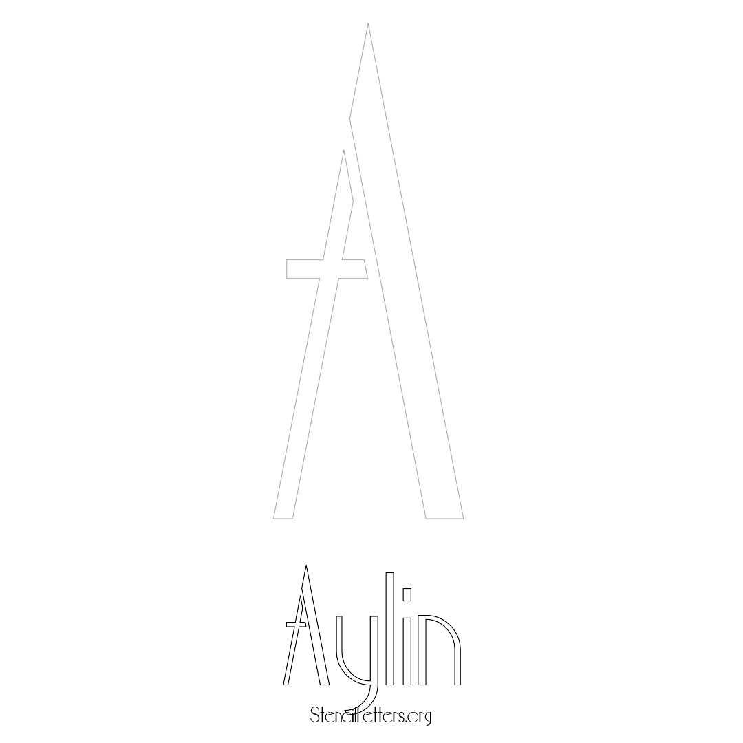 Aylin printable name initial stencil in Art Deco Lettering