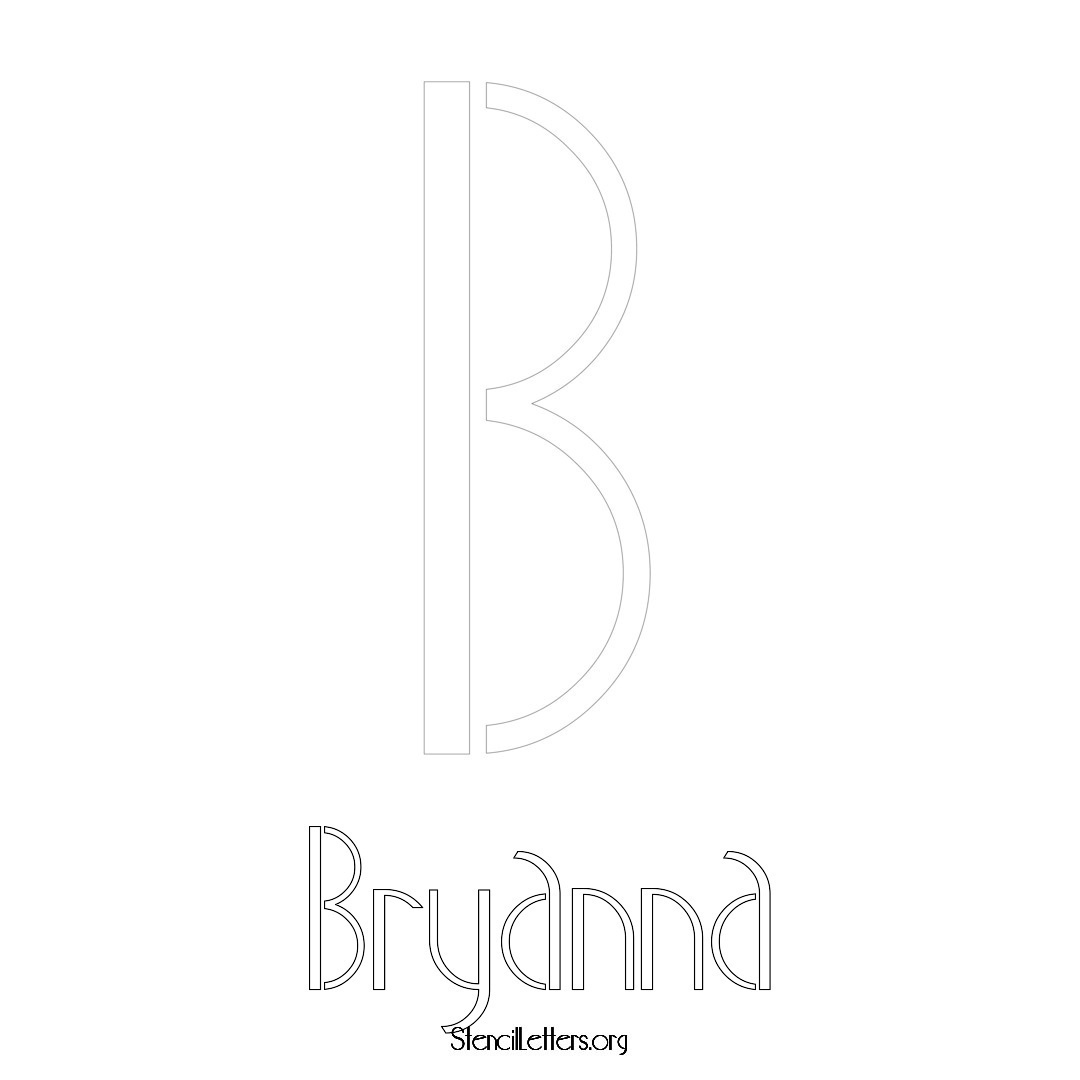 Bryanna printable name initial stencil in Art Deco Lettering