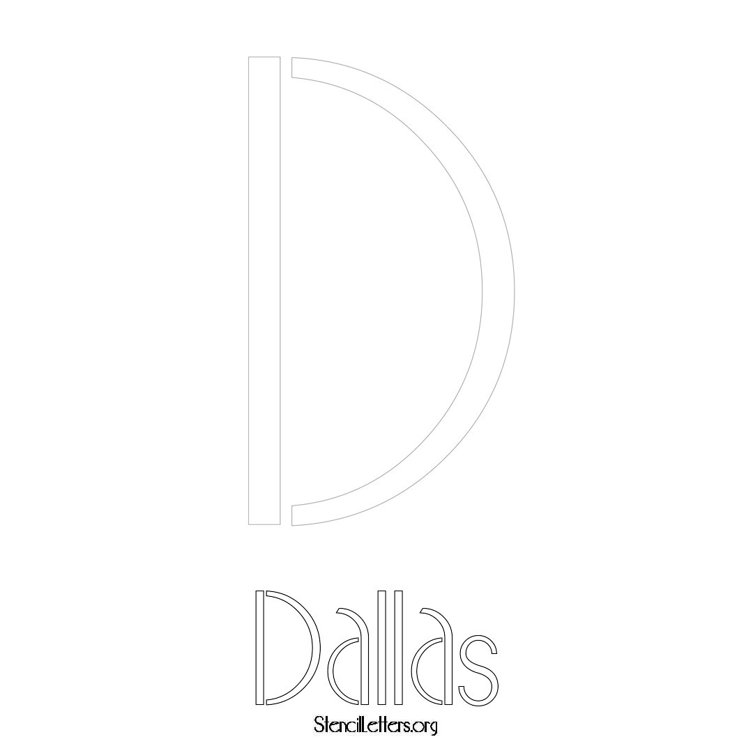 Dallas printable name initial stencil in Art Deco Lettering