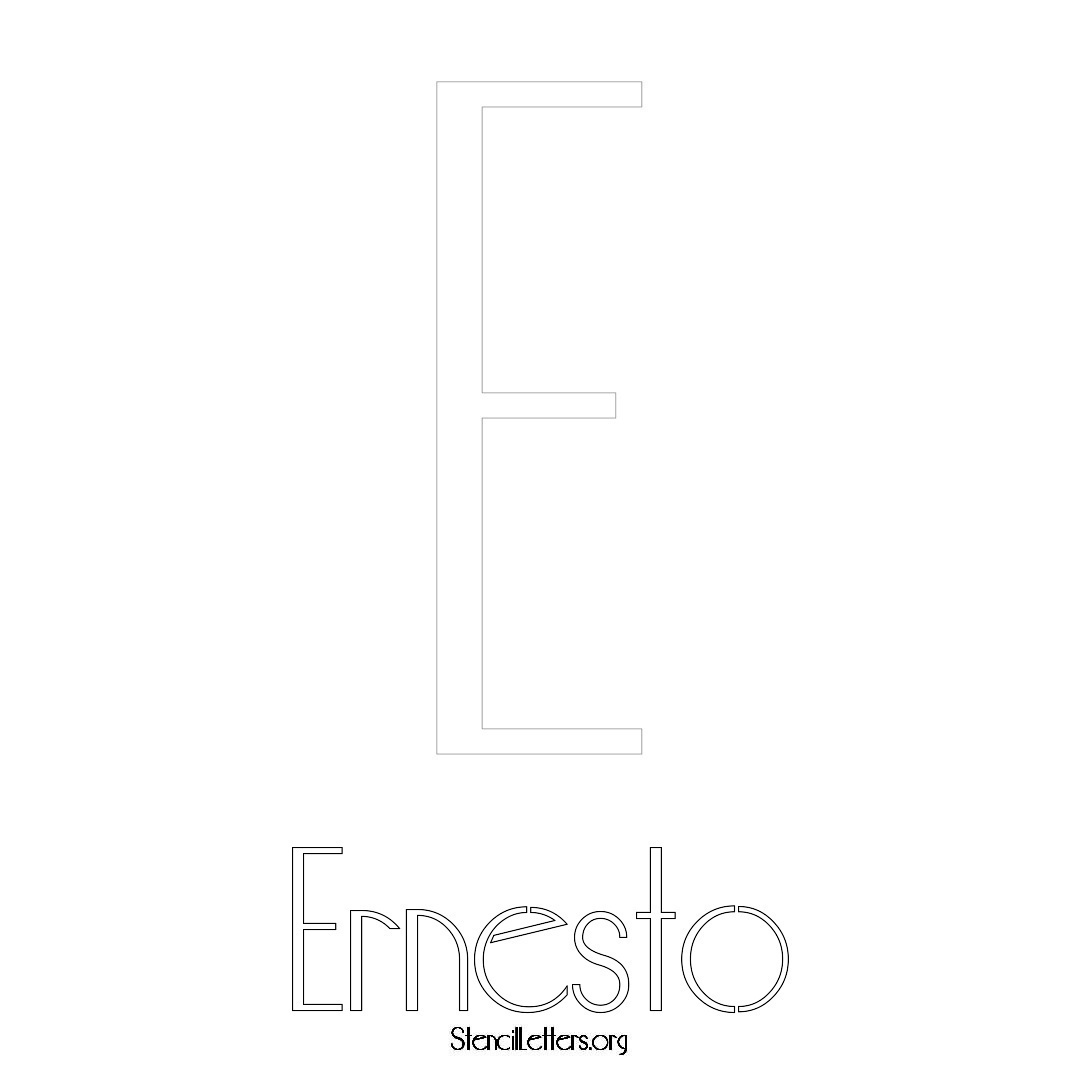 Ernesto printable name initial stencil in Art Deco Lettering