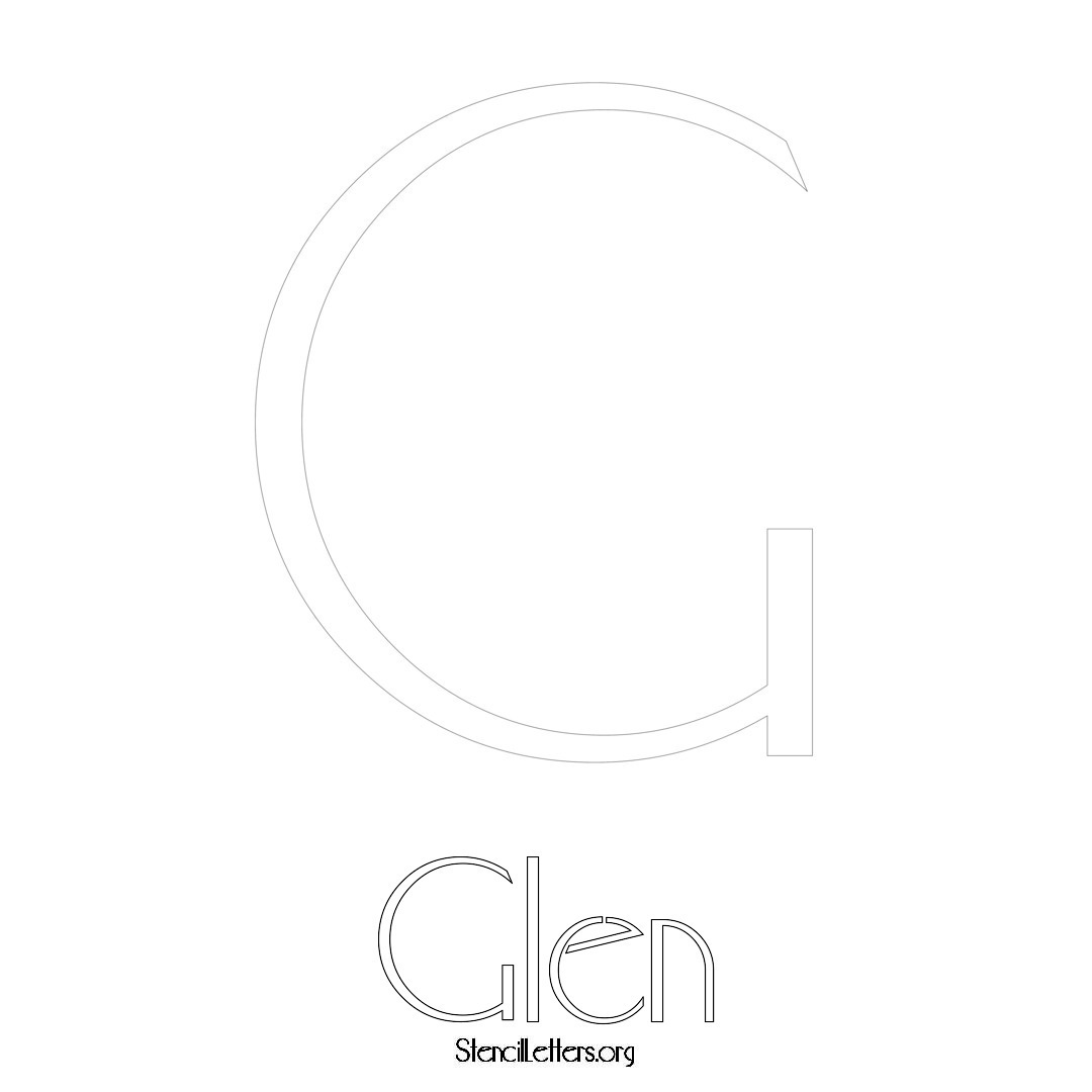 Glen printable name initial stencil in Art Deco Lettering
