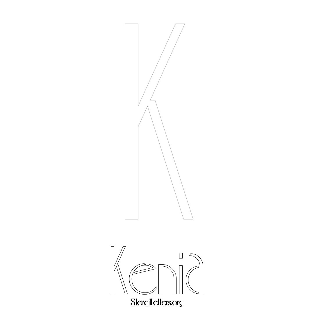 Kenia printable name initial stencil in Art Deco Lettering