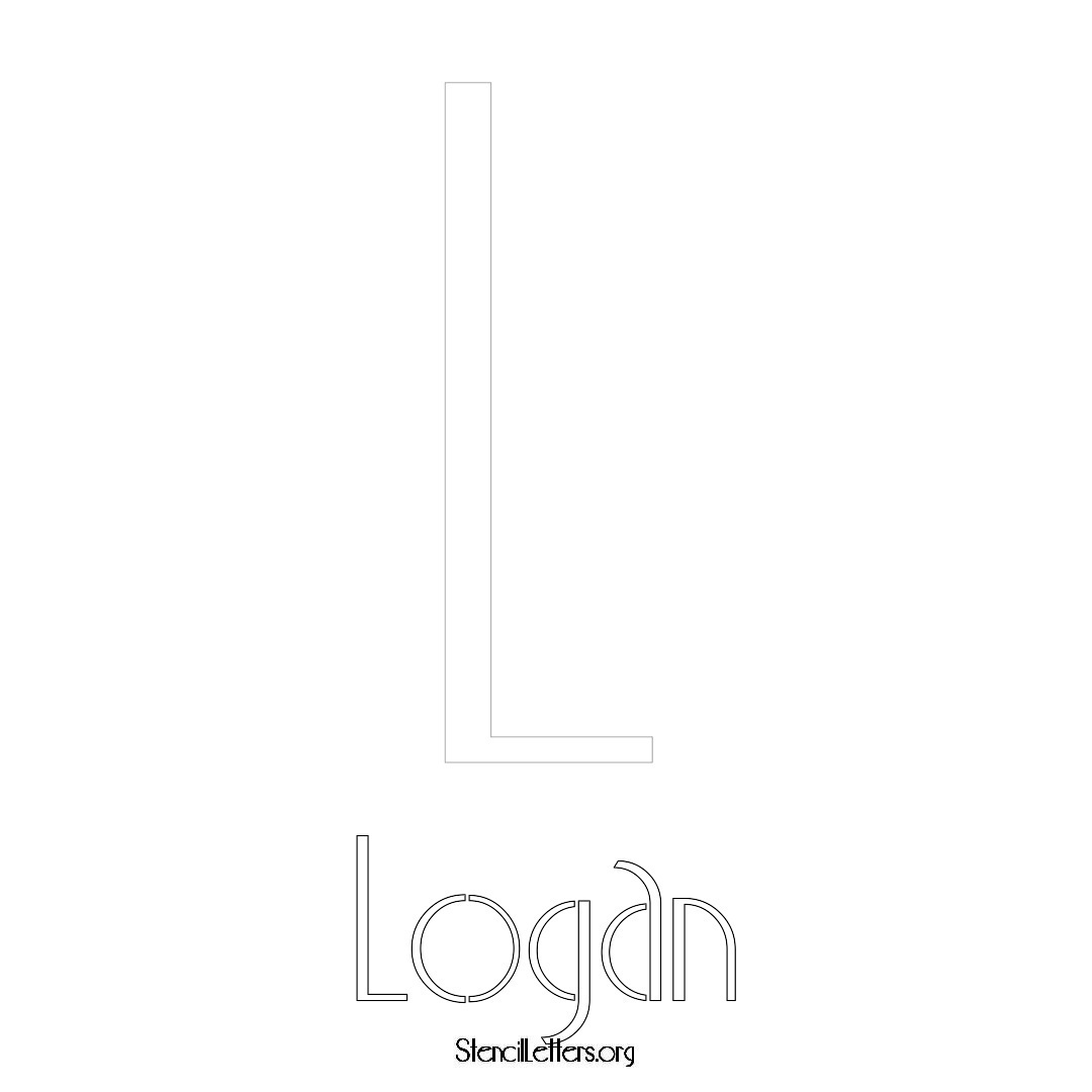 Logan printable name initial stencil in Art Deco Lettering
