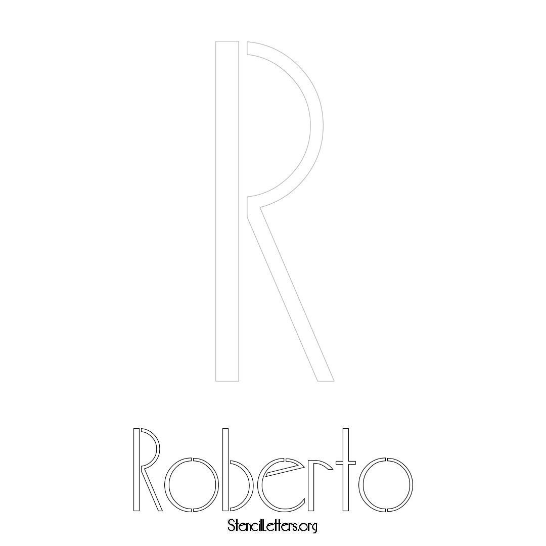 Roberto printable name initial stencil in Art Deco Lettering