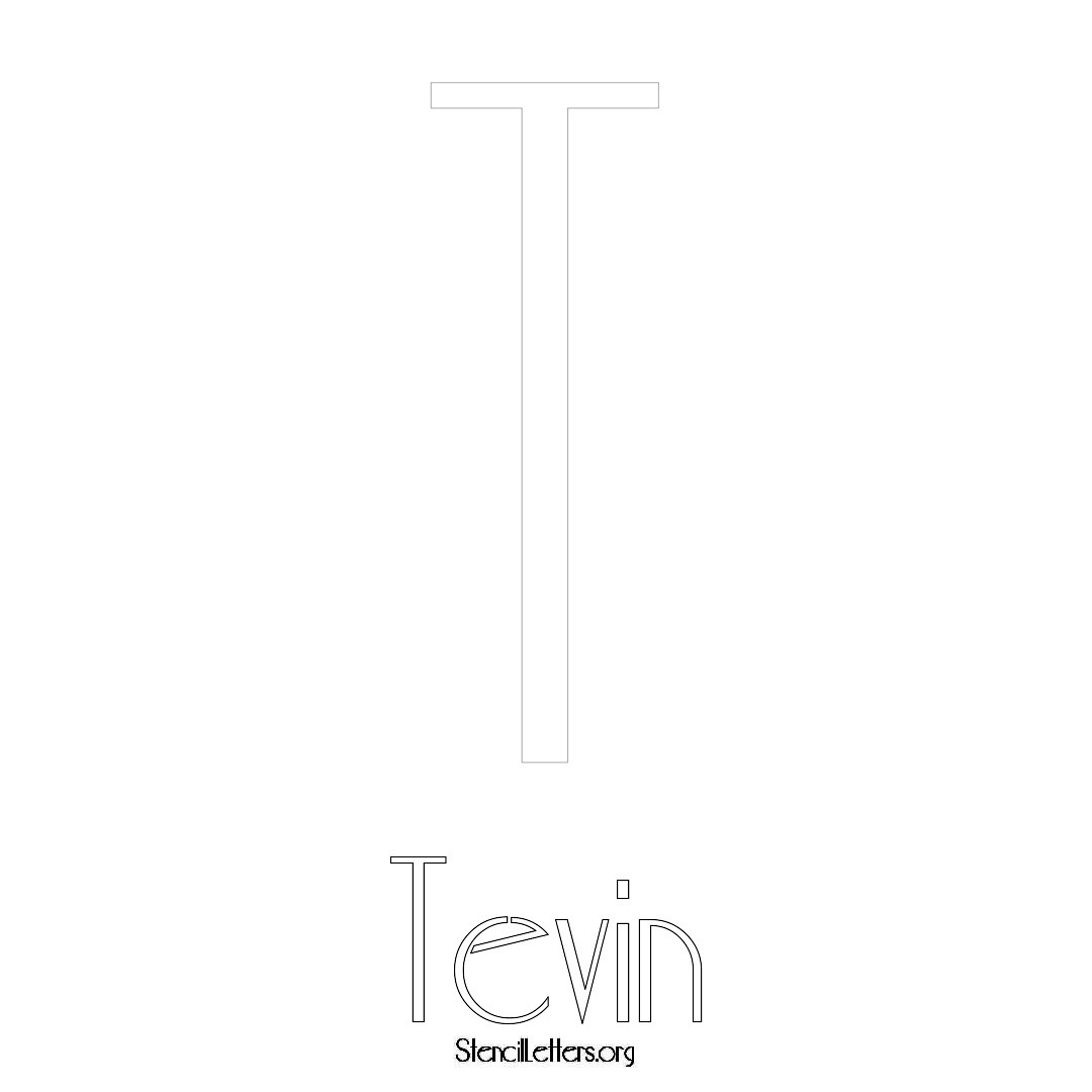 Tevin printable name initial stencil in Art Deco Lettering