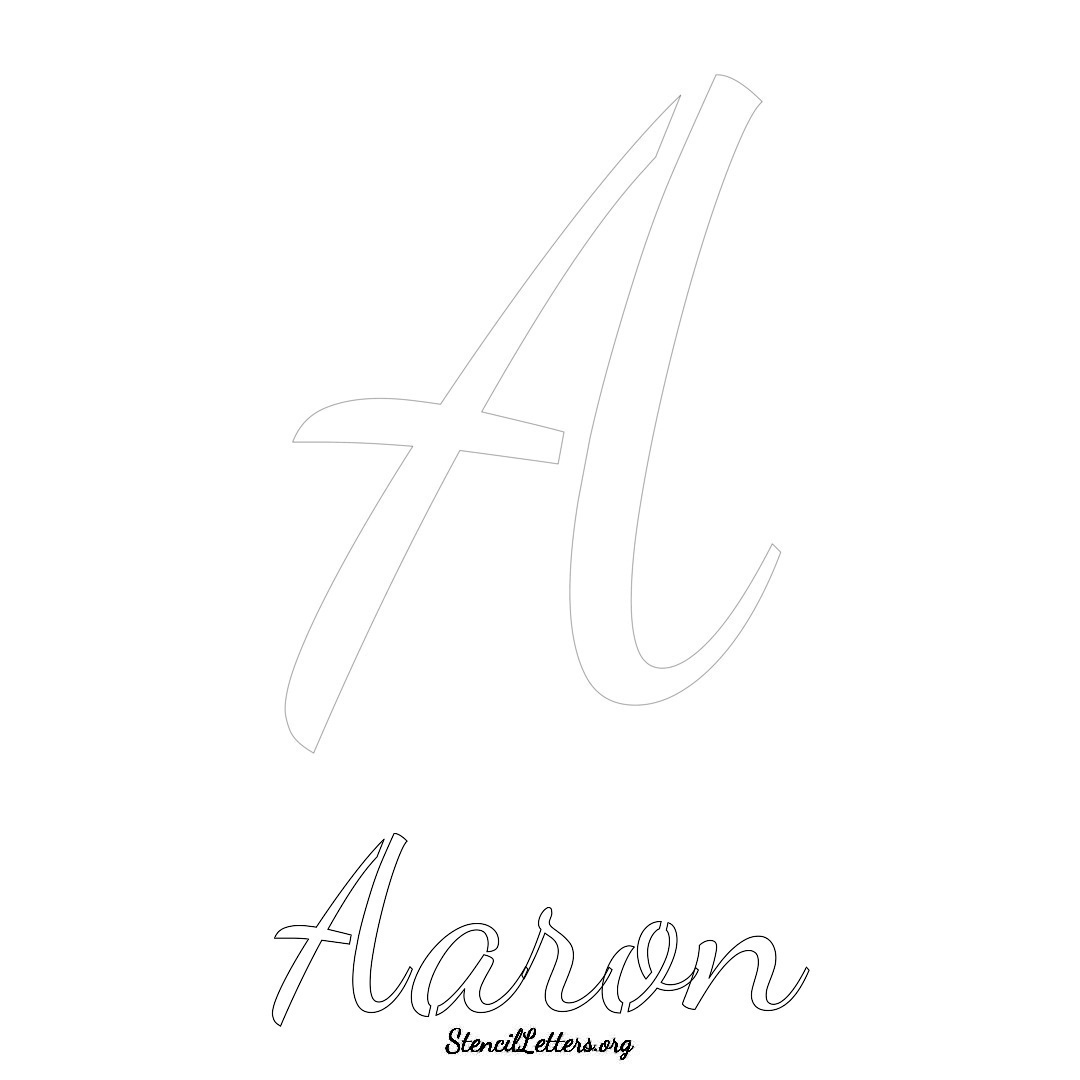 Aaron printable name initial stencil in Cursive Script Lettering
