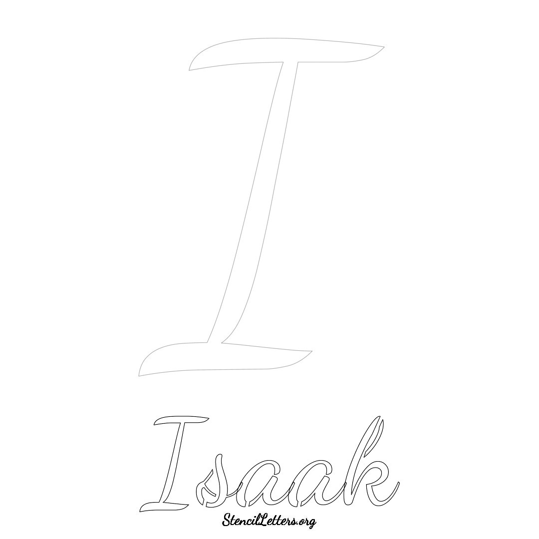 Isaak printable name initial stencil in Cursive Script Lettering