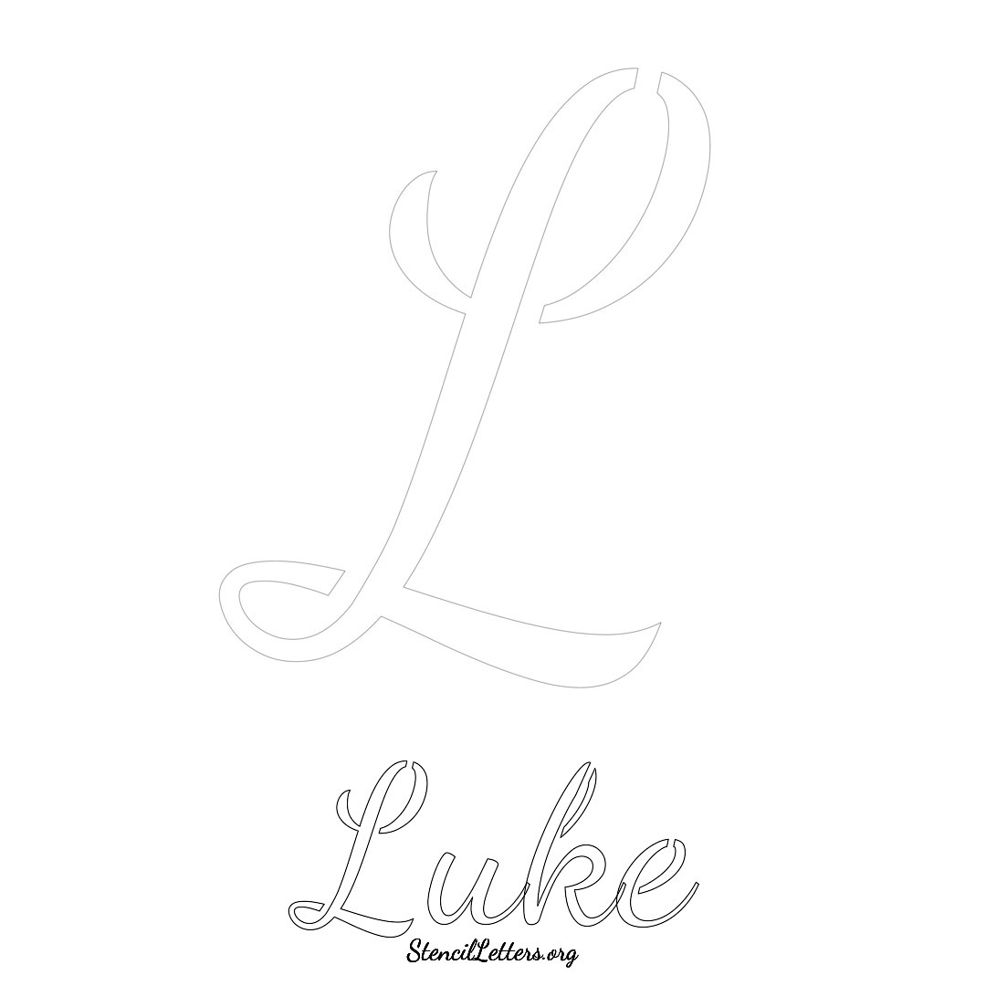 Luke printable name initial stencil in Cursive Script Lettering