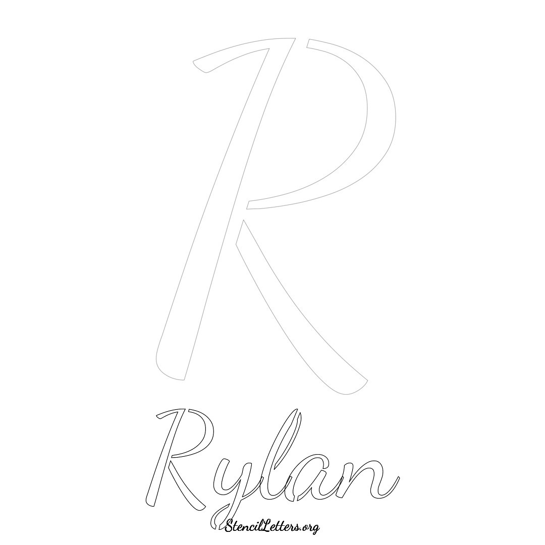 Rylan printable name initial stencil in Cursive Script Lettering