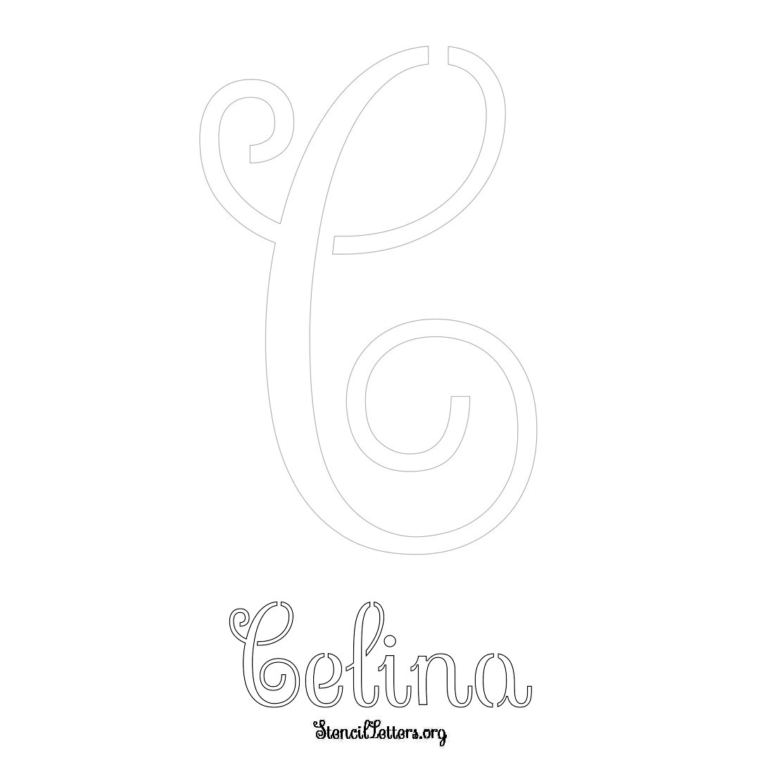 Celina printable name initial stencil in Ornamental Cursive Lettering
