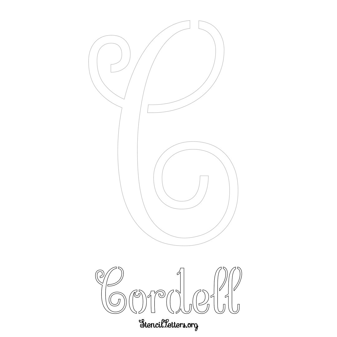Cordell printable name initial stencil in Ornamental Cursive Lettering