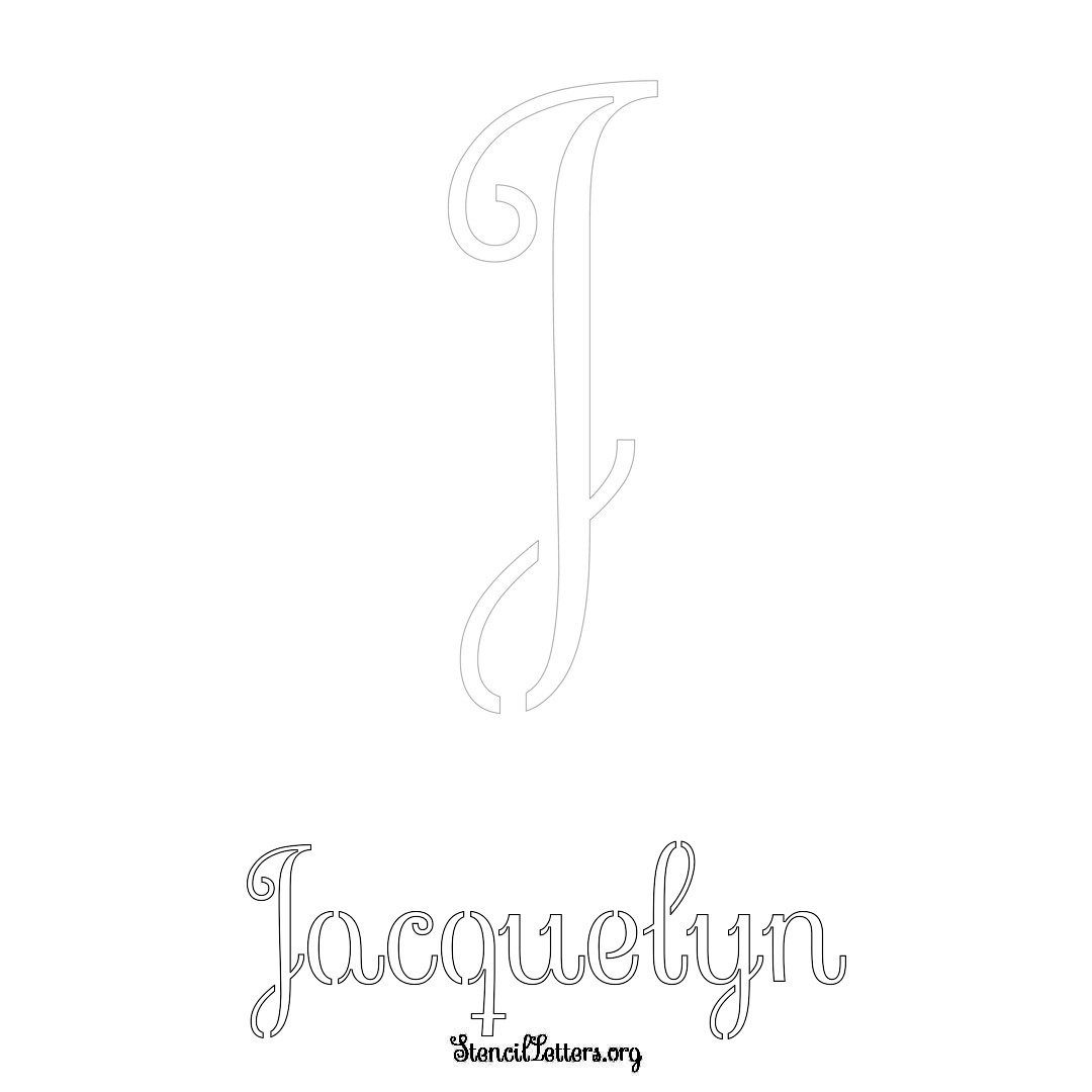 Jacquelyn printable name initial stencil in Ornamental Cursive Lettering
