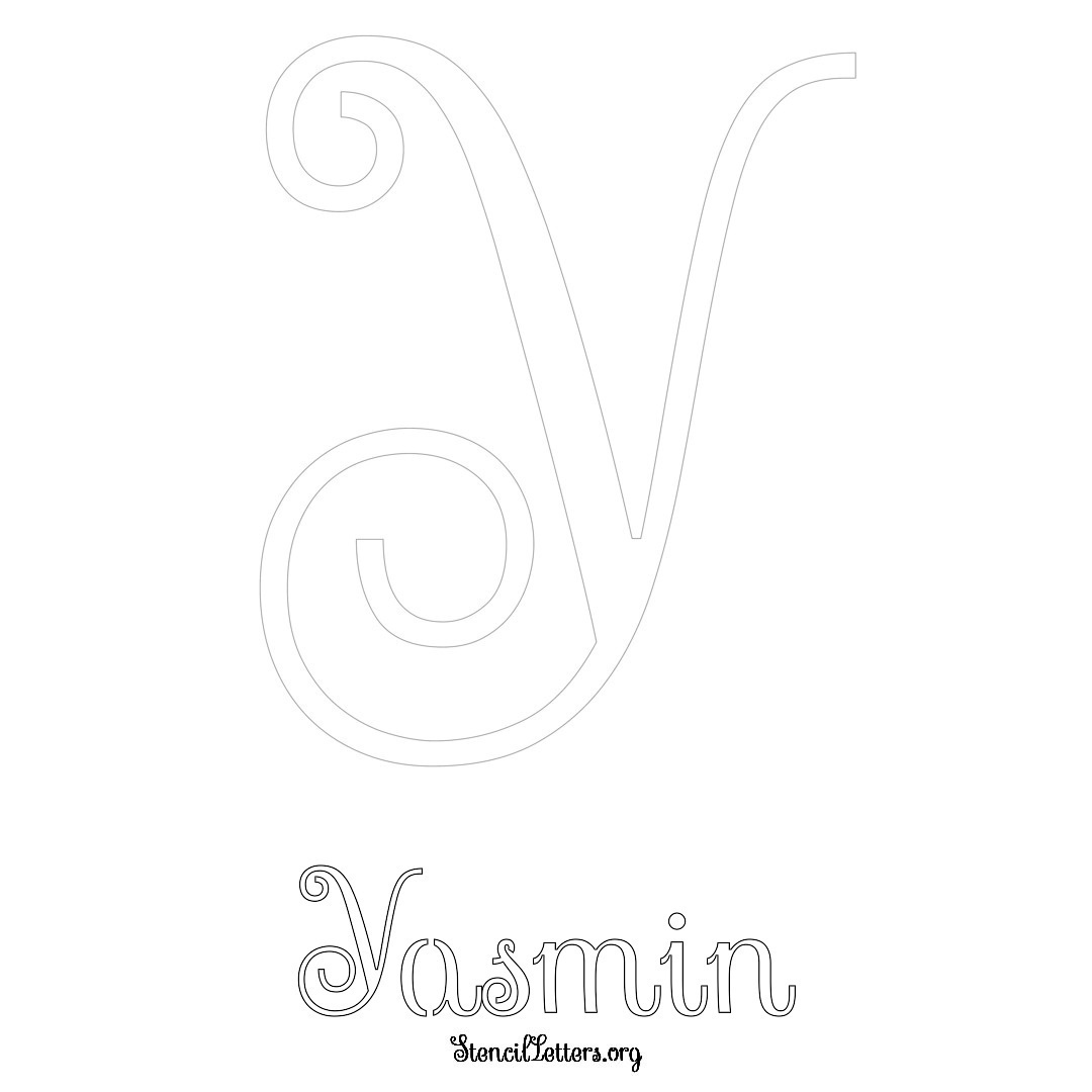 Yasmin printable name initial stencil in Ornamental Cursive Lettering