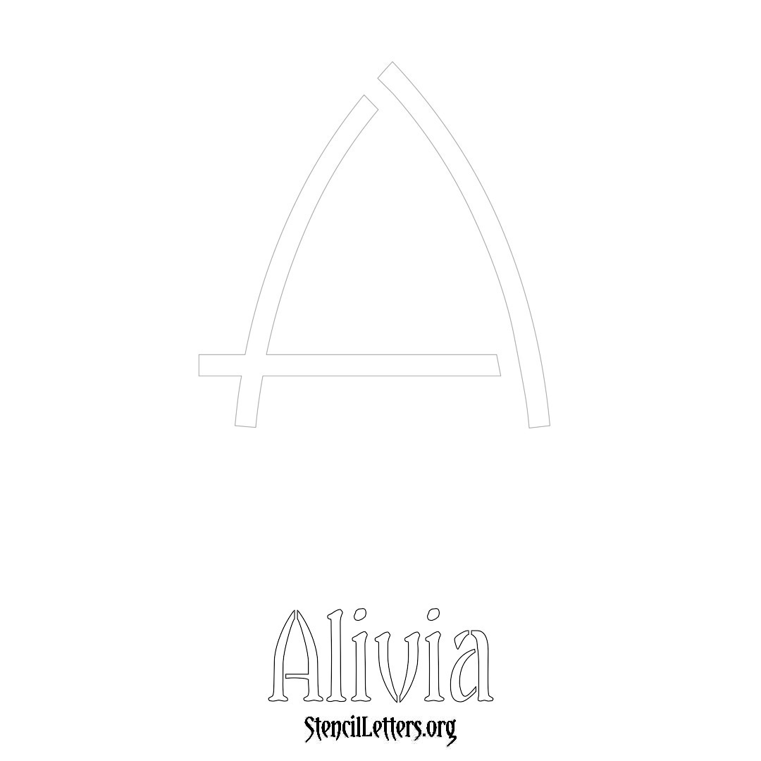 Alivia printable name initial stencil in Simple Elegant Lettering