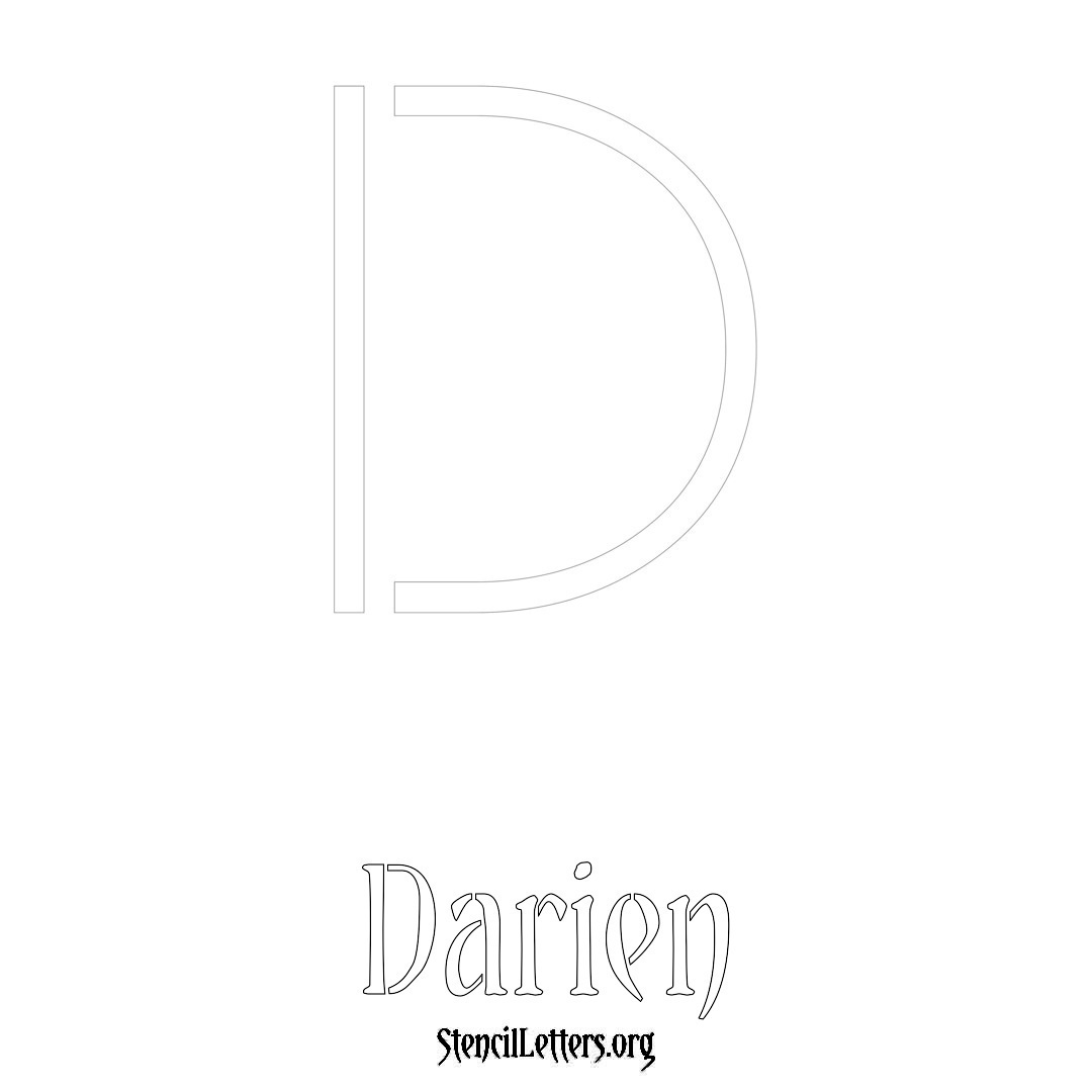 Darien printable name initial stencil in Simple Elegant Lettering