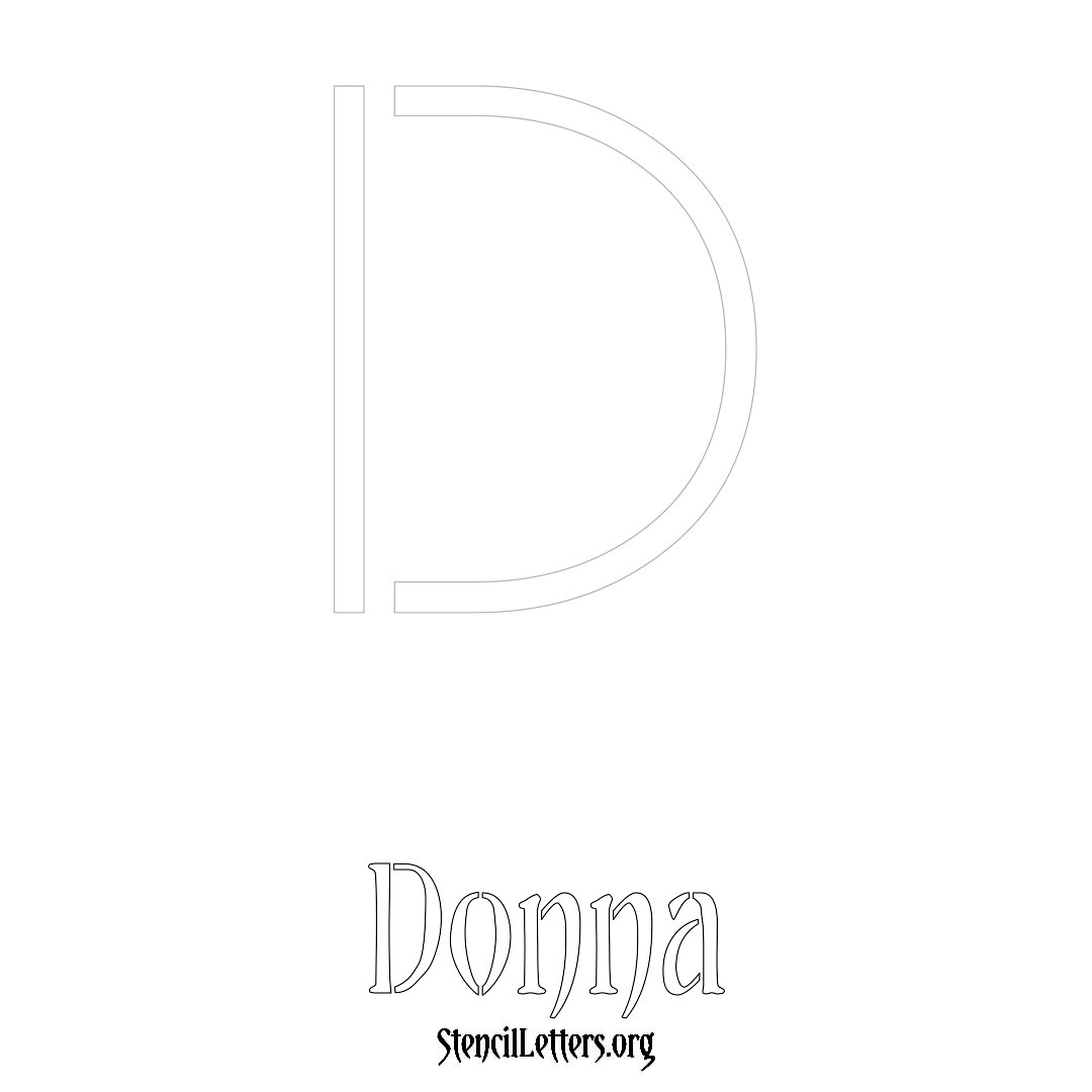 Donna printable name initial stencil in Simple Elegant Lettering