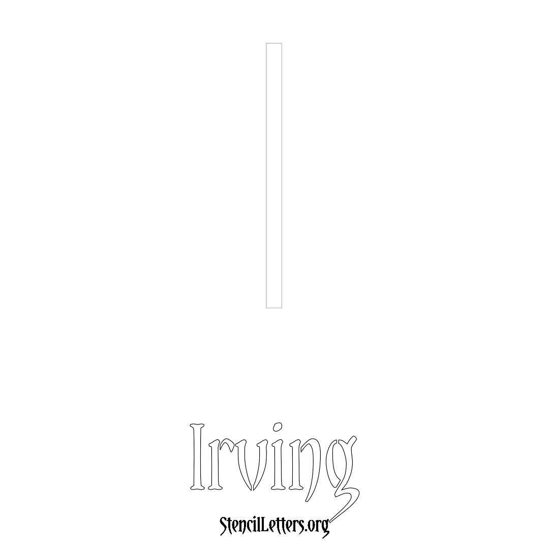 Irving printable name initial stencil in Simple Elegant Lettering