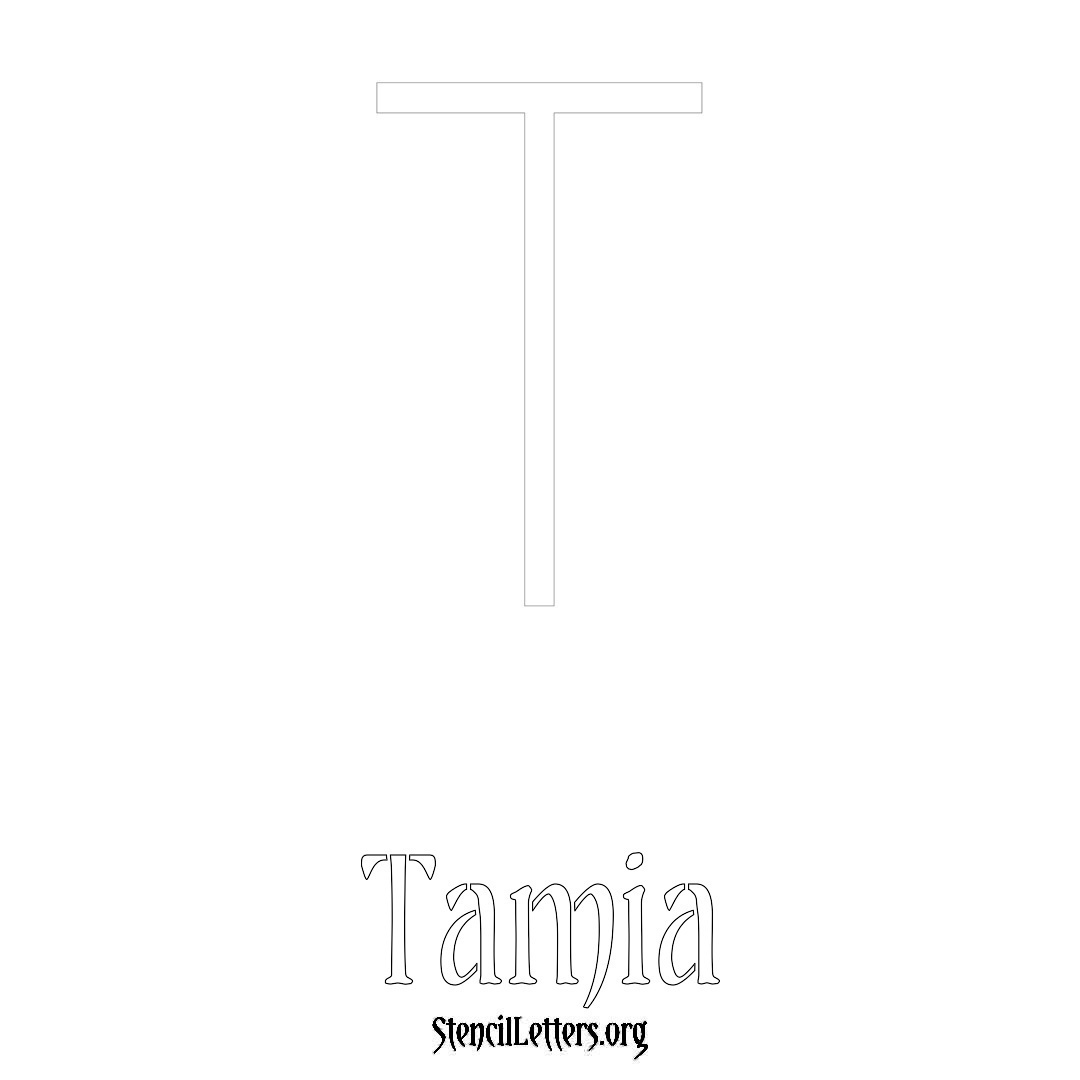 Tamia printable name initial stencil in Simple Elegant Lettering