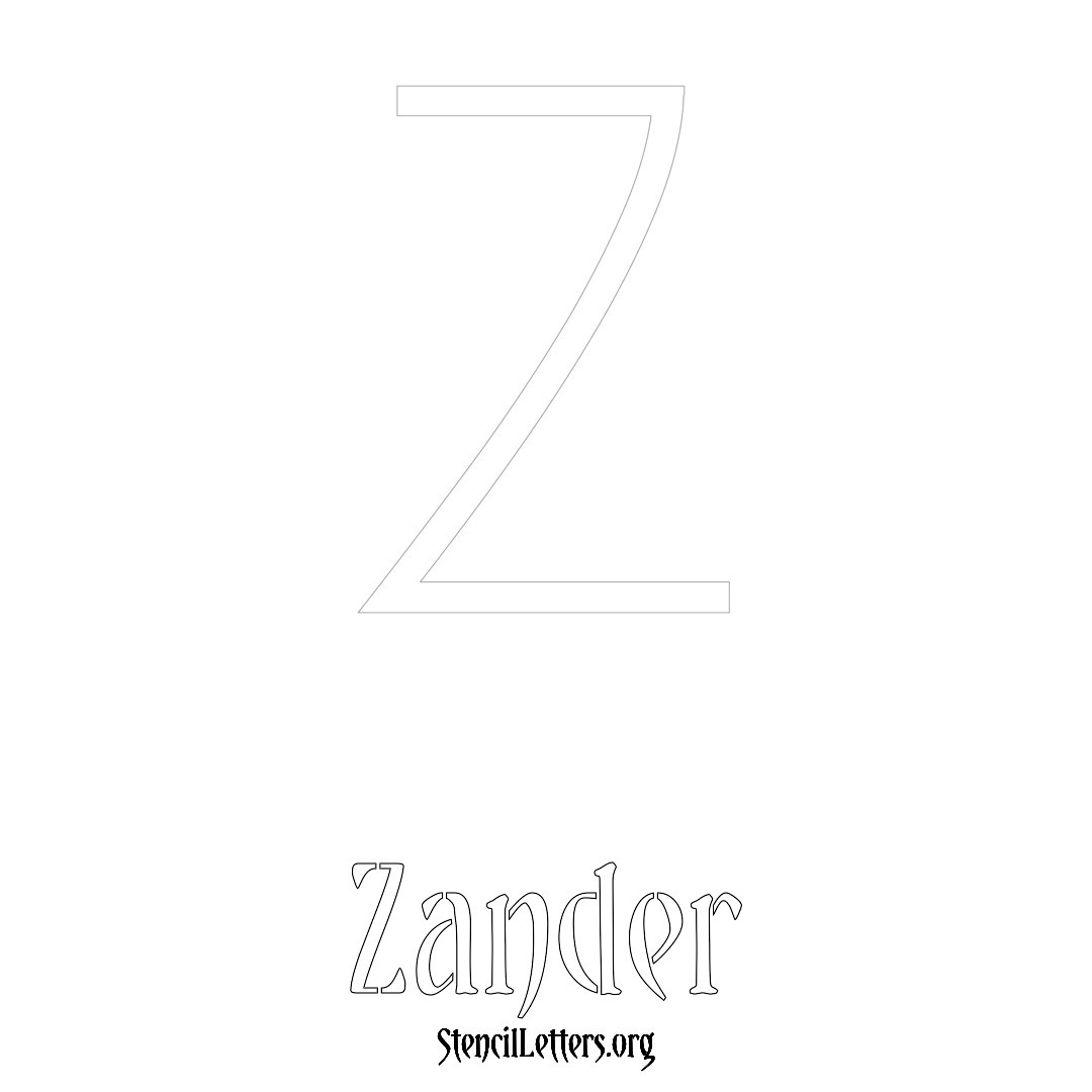Zander printable name initial stencil in Simple Elegant Lettering