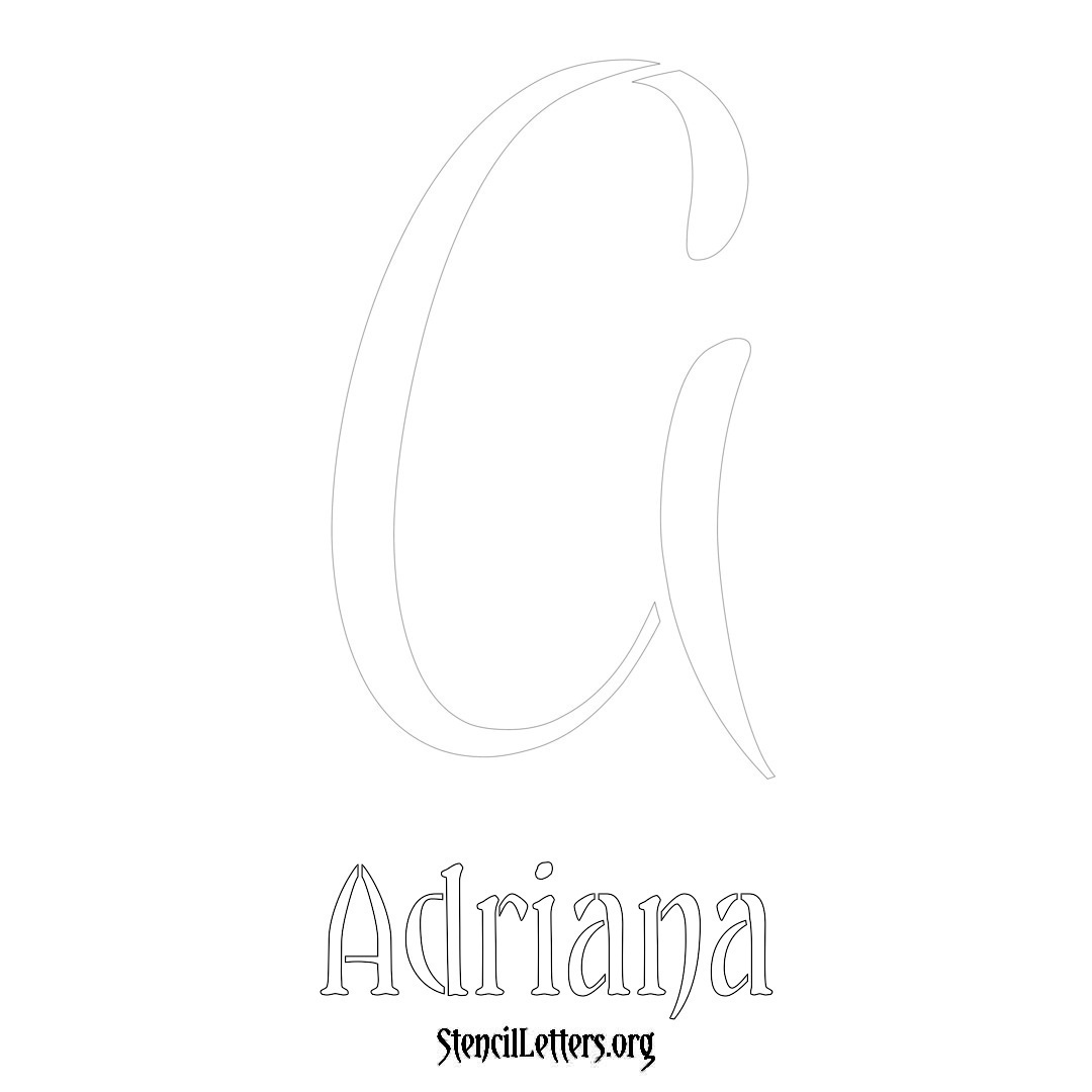 Adriana printable name initial stencil in Vintage Brush Lettering