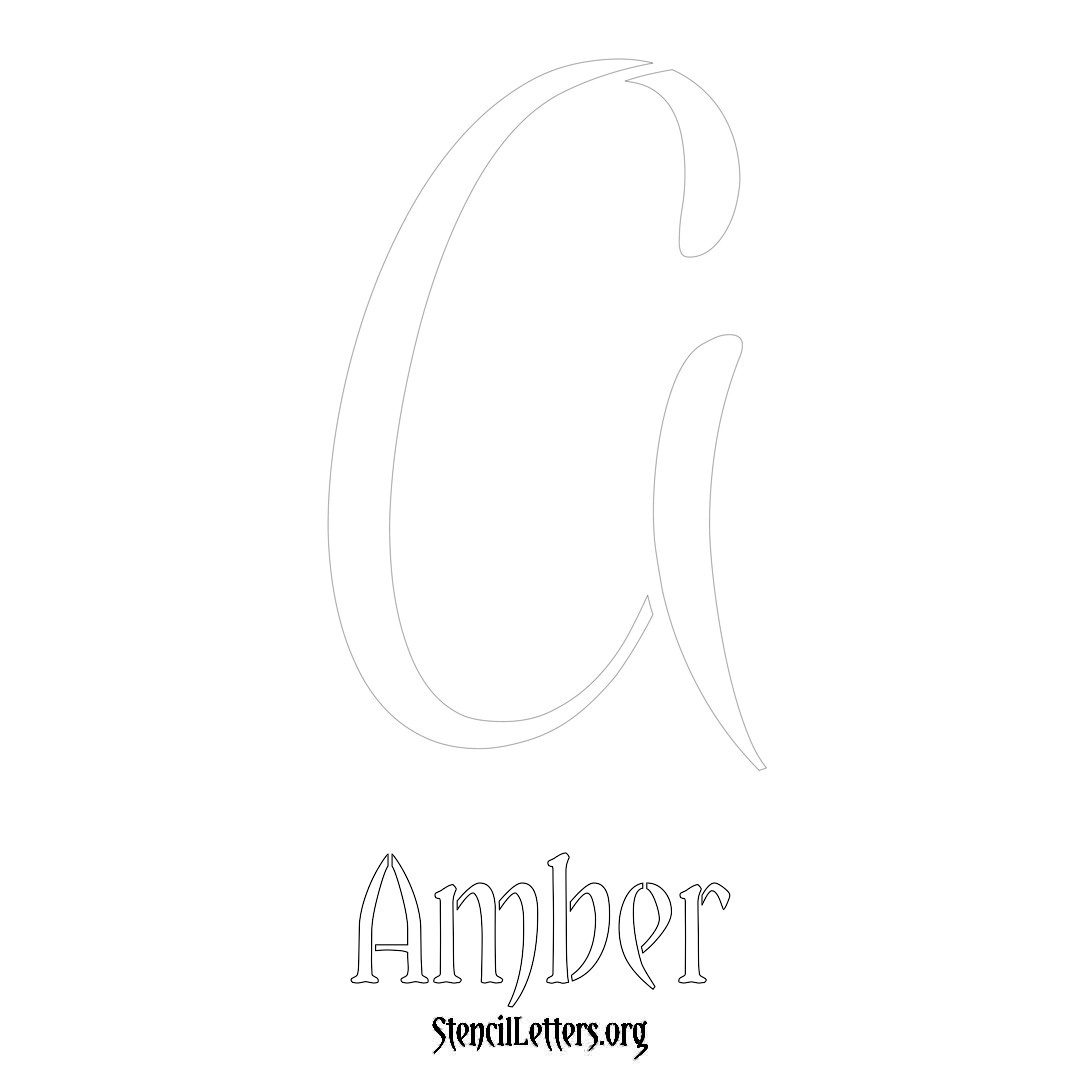 Amber printable name initial stencil in Vintage Brush Lettering