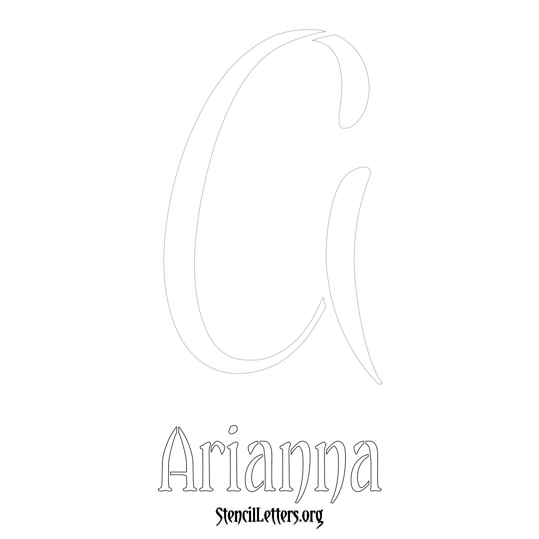 Arianna printable name initial stencil in Vintage Brush Lettering