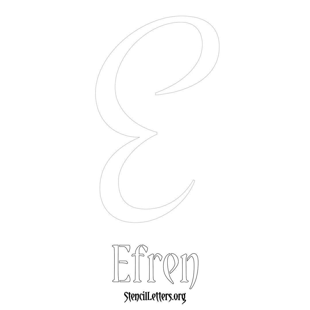 Efren printable name initial stencil in Vintage Brush Lettering