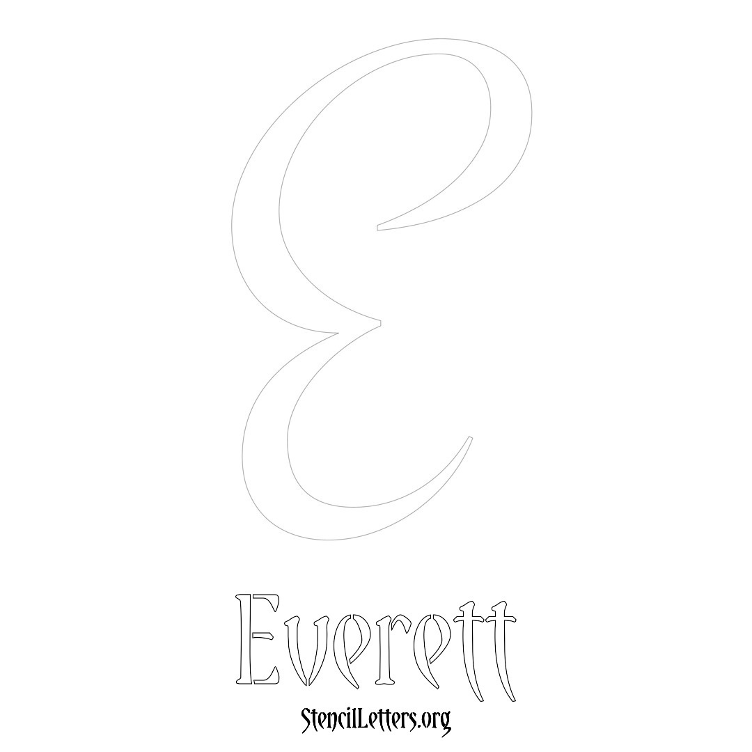 Everett printable name initial stencil in Vintage Brush Lettering